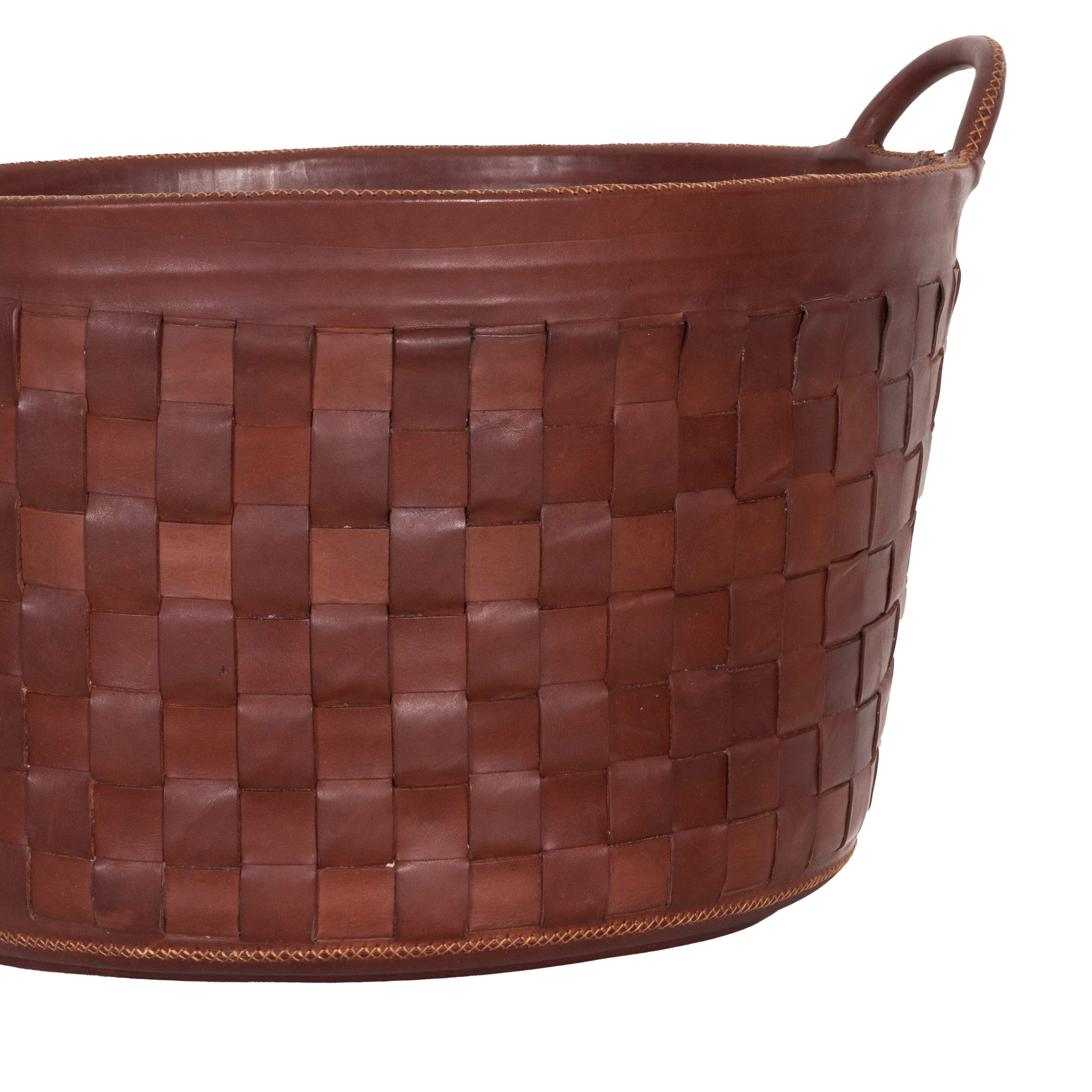 Handwoven Leather Storage Basket - Natural Braided Design for Home Decor, Organizing Blankets, Toys & More | Perfect for Living Room, Bedroom & Nursery