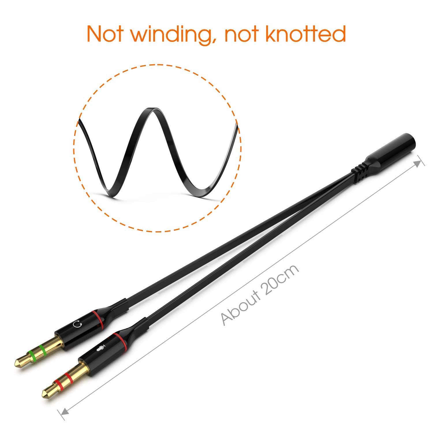 SaiTech IT 4-Pack 3.5mm Female to Dual 3.5mm Male Headphone Splitter Cable - Audio Y Adapter for PC, Laptop, Smartphone - 20cm Length - Perfect for Gaming, Online Meetings & Music Sharing