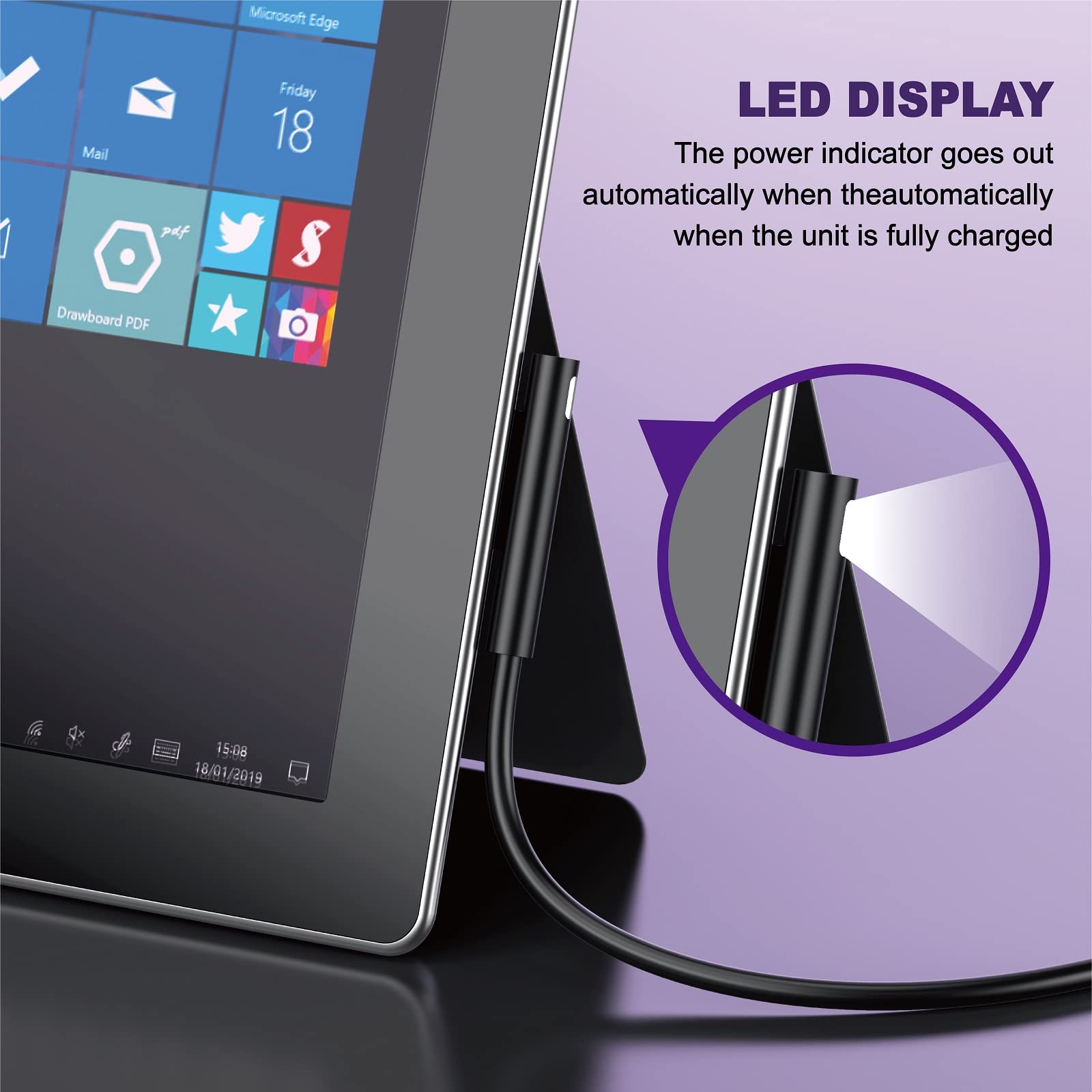 Original Microsoft Surface Pro Charger 65W - Compatible with Surface Pro X/8/7/6/5/4/3, Surface Go 3/2/1, Surface Laptop 3/2/1, Surface Book 2/1 - Fast Charging Power Adapter with Power Cord - Perfect for Home, Office & Travel Use