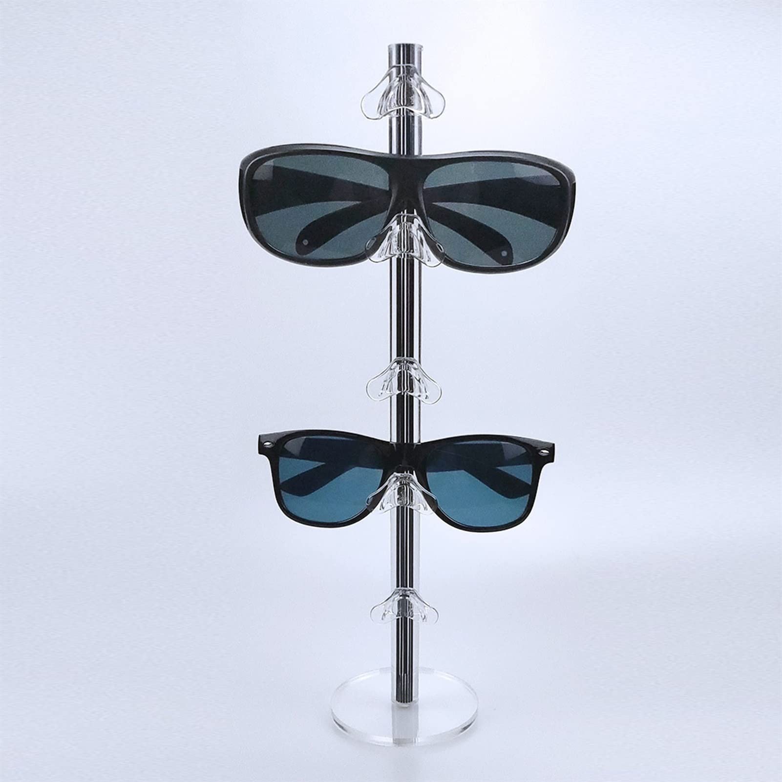 Acrylic Sunglasses Organizer Stand - Black Eyeglasses Display Rack & Jewelry Holder for Sunglasses, Glasses, Accessories - Perfect for Retail Stores, Boutiques, Home Vanity & Makeup Counter Organization (1 Pair Capacity)
