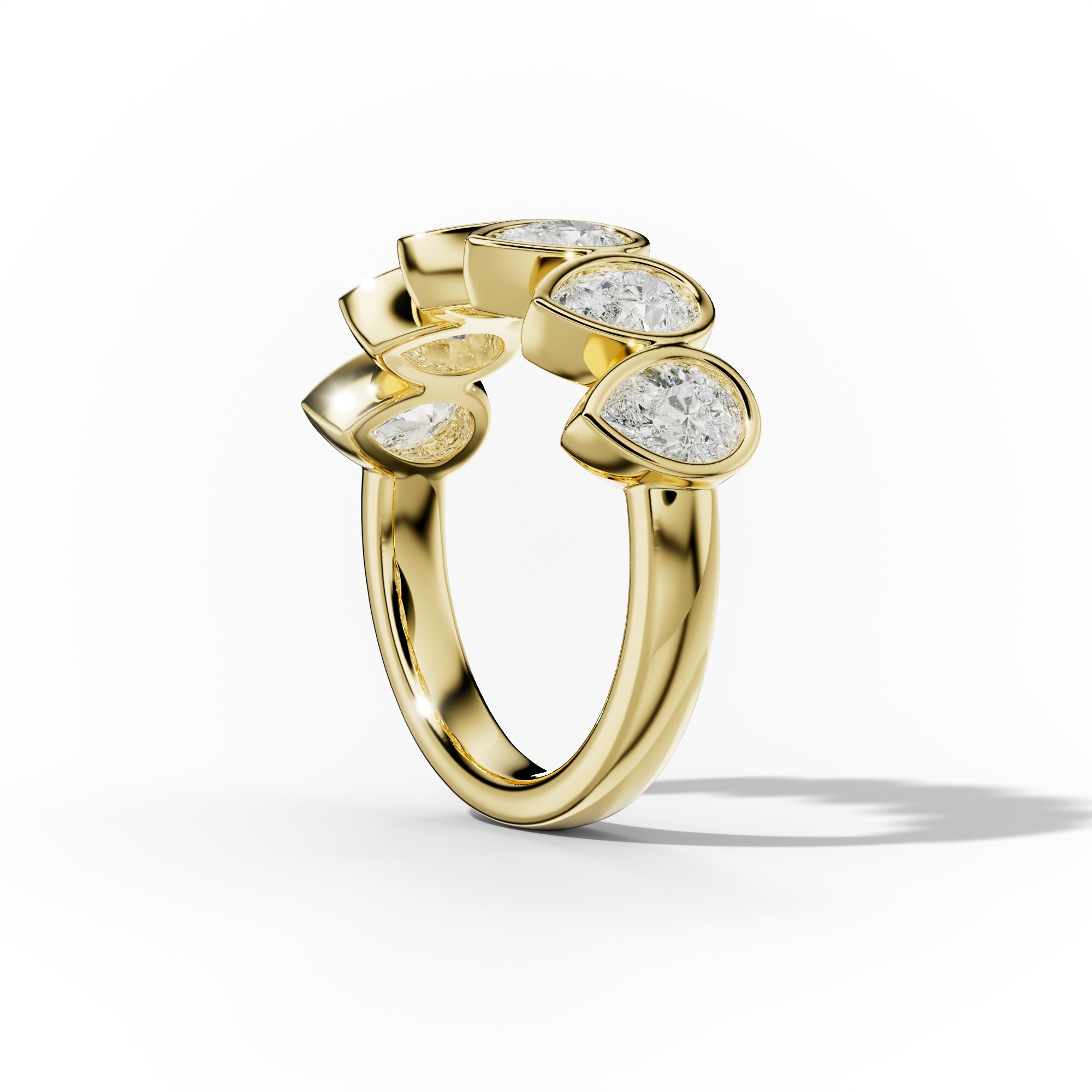 2.0 Carat Bezel Set Pear Shape Diamond Anniversary Band - Elegant Wedding Ring for Women, Durable 14K Gold Jewelry - Perfect for Anniversaries, Engagements & Special Occasions