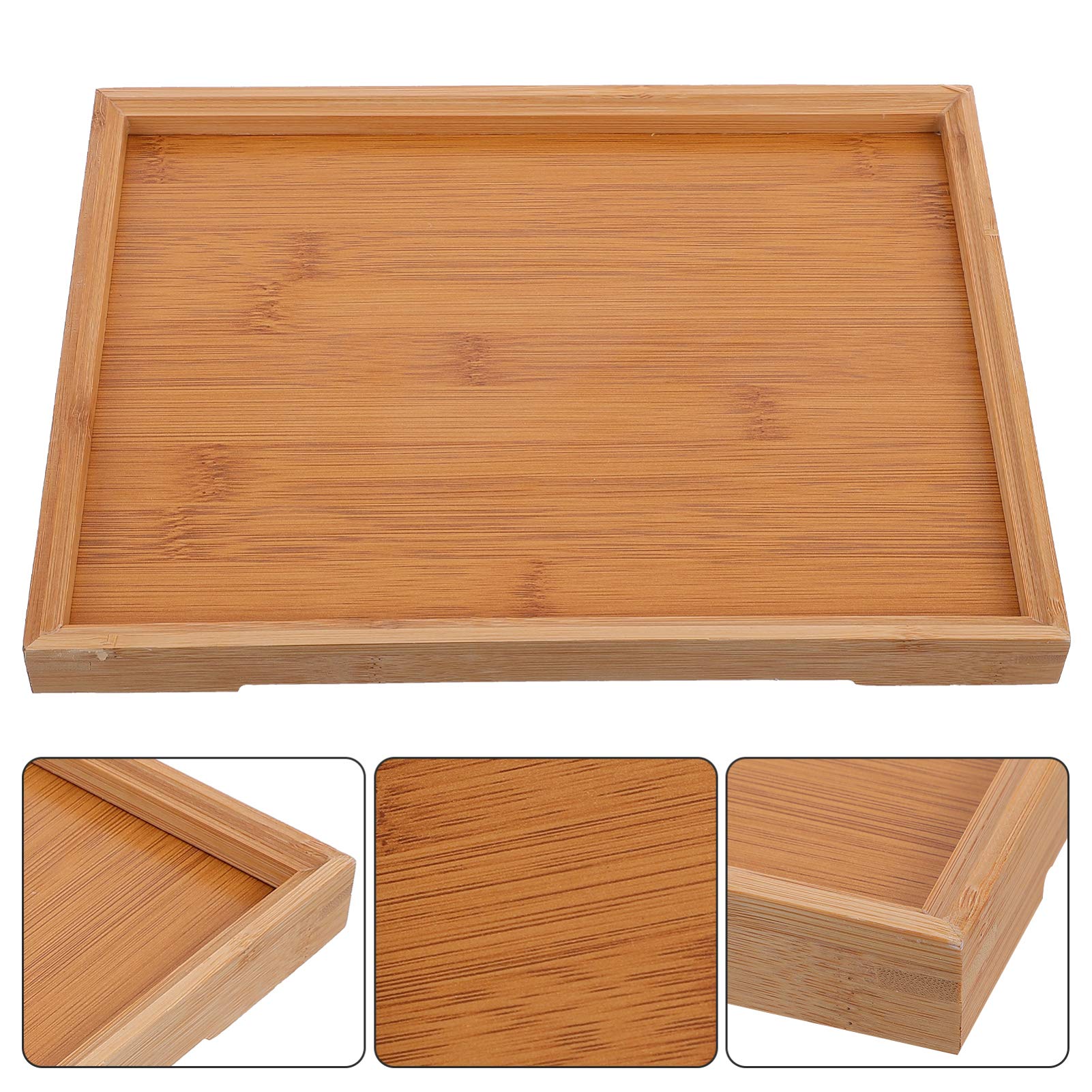 **Cabilock Bamboo Serving Tray - 1pc Natural Bamboo Platter for Food, Tea, Snacks | Eco-Friendly Home & Kitchen Serving Dish for Parties, Dining, Entertaining**