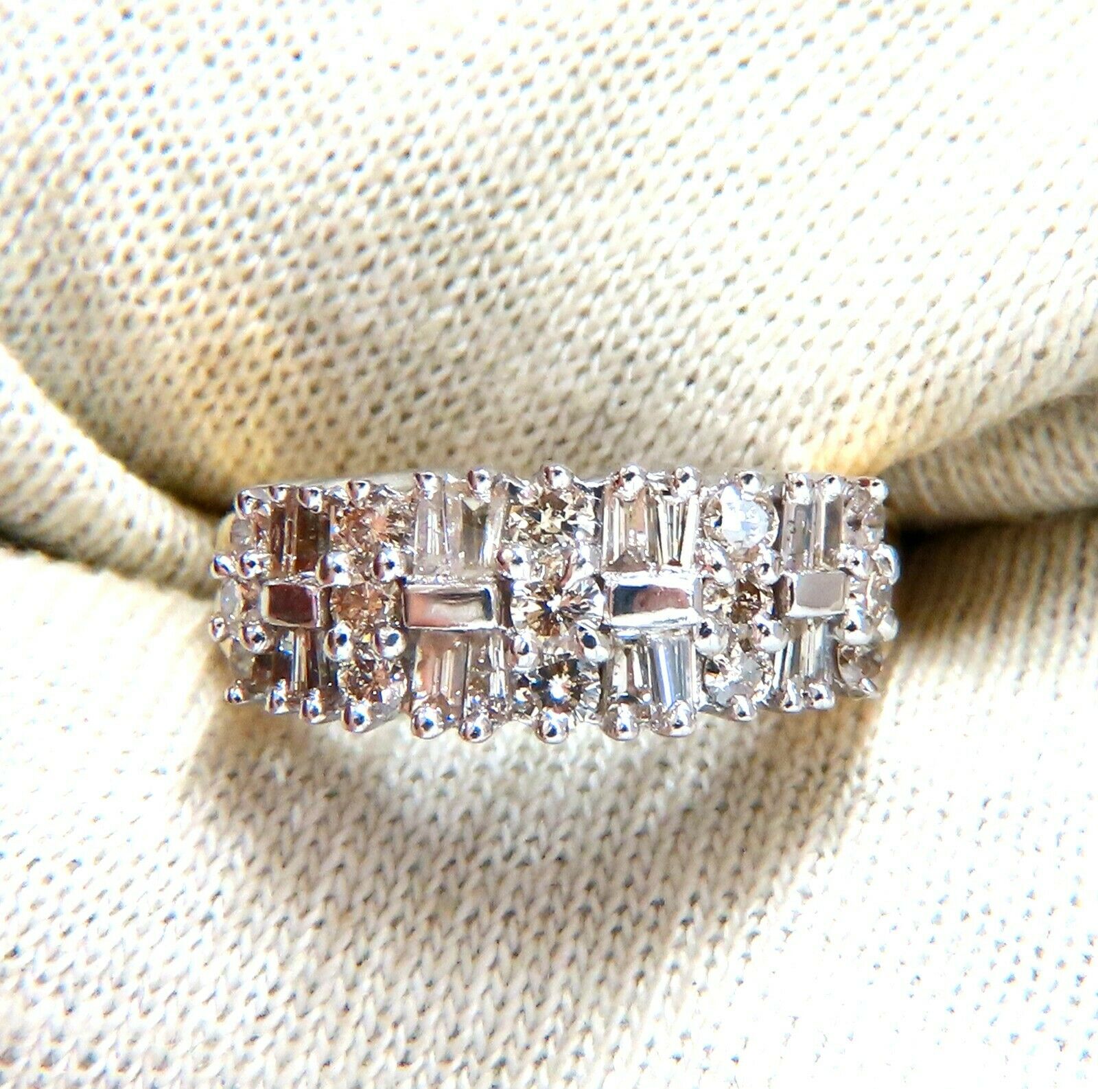 1.35ct Natural Baguette & Round Diamond Band Ring in 14K Gold - Perfect for Engagement, Wedding, Anniversary & Everyday Elegance