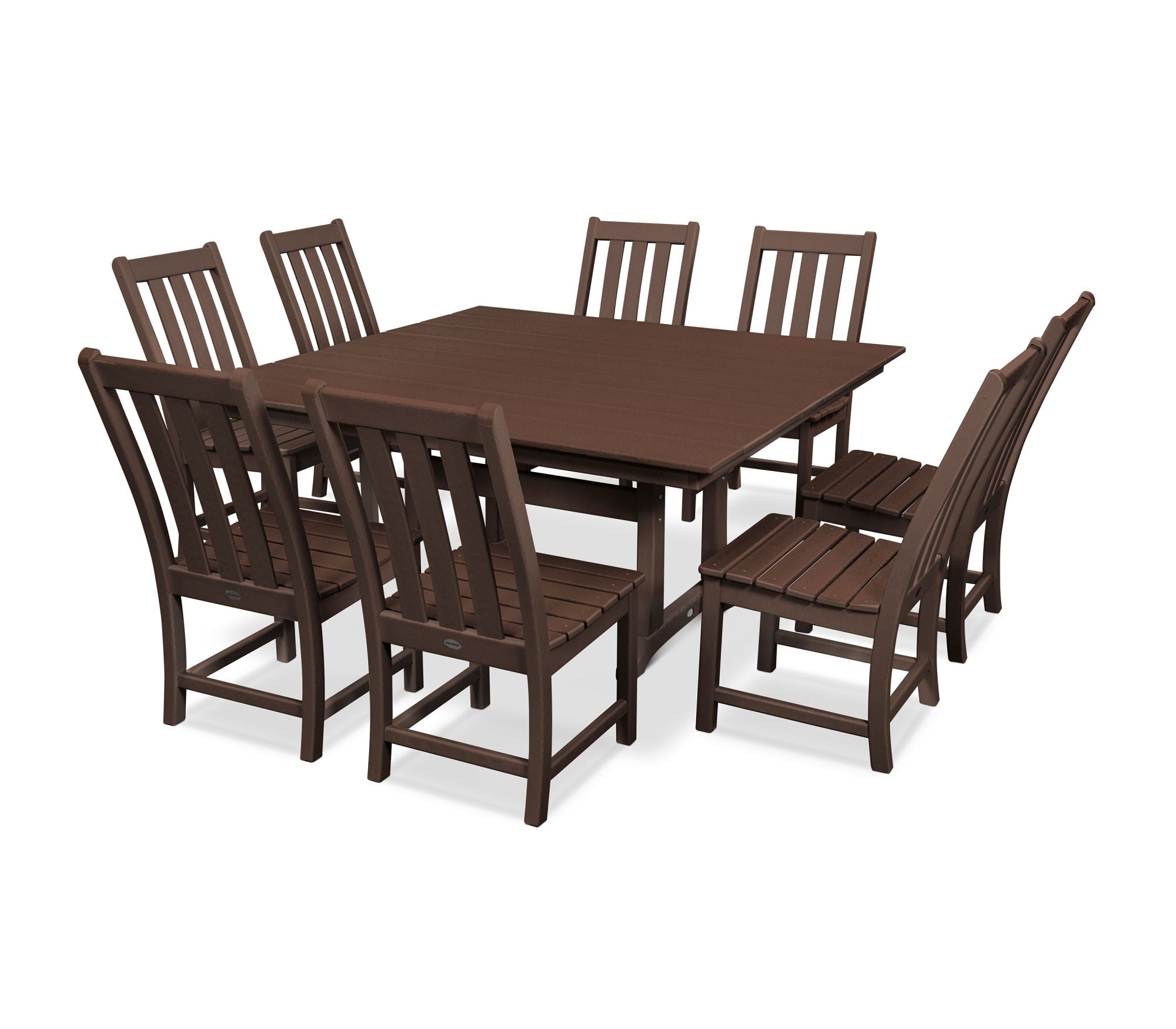 POLYWOOD Vineyard 9-Piece Farmhouse Trestle Dining Set - Outdoor Patio Furniture for Backyard, Garden & Poolside Dining