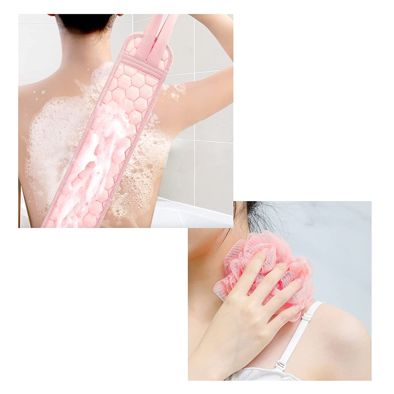 Exfoliating Back Scrubber & Body Scrub Glove Set - Deep Cleansing Bath Sponge for Men & Women - Remove Dead Skin & Unclog Pores - Perfect for Shower, Spa & Daily Skincare Routine