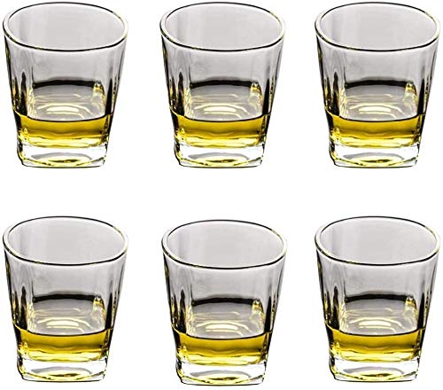 Premium 170ML Whiskey Shot Glasses Set of 6 - Durable Barware for Bourbon, Tequila & Liquor - Perfect for Home Bars, Parties & Gifts | A7 Decanters Included