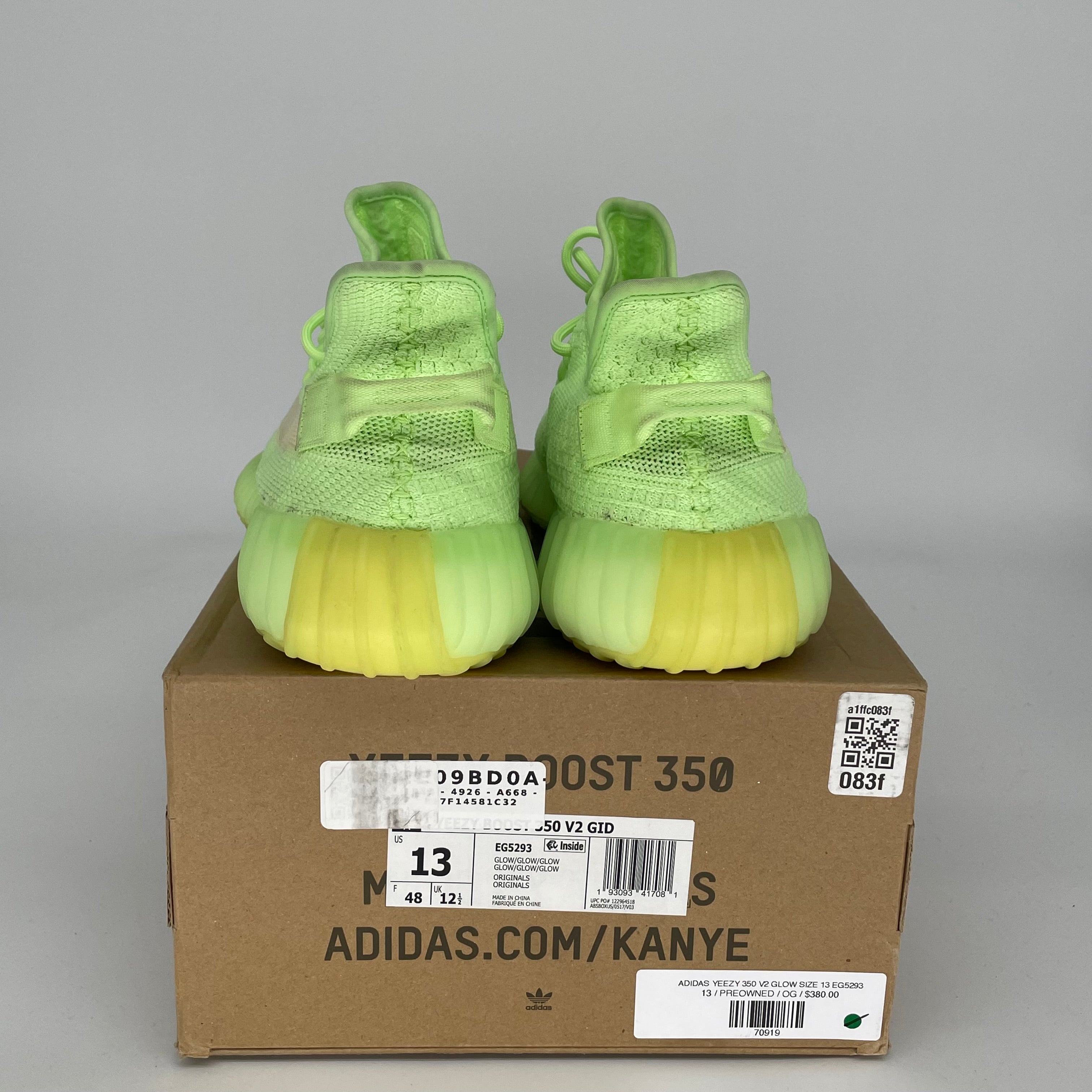 Adidas Yeezy Boost 350 V2 Glow Green - Men's Size 13 Sneakers (EG5293) | Running Shoes & Casual Streetwear for Everyday Comfort