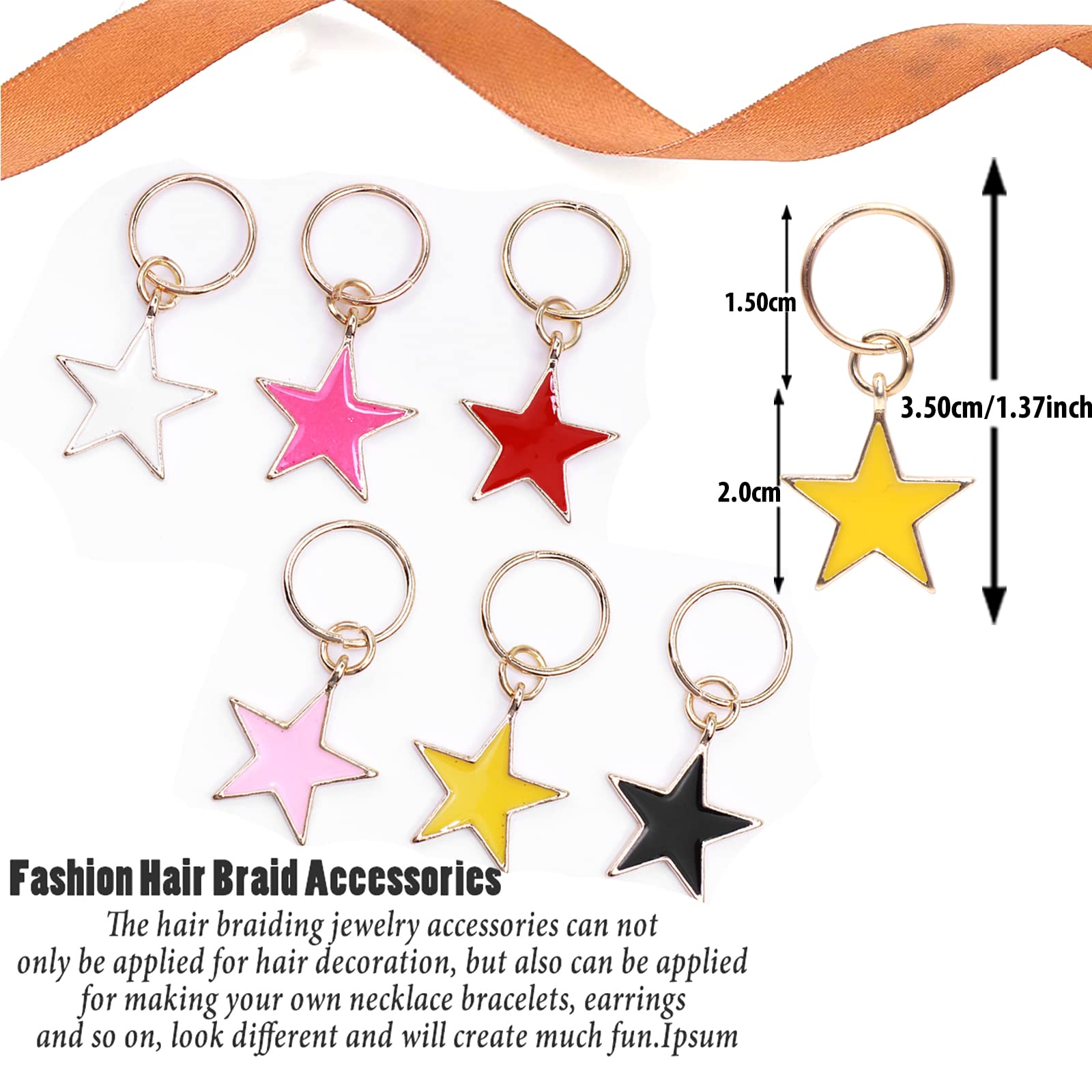 NAISKA Gold Star Hair Clips for Women - Dreadlock Accessories & Braid Jewelry - Perfect for Locs, Braids, Twists & Natural Hairstyles - Great for Parties, Weddings & Everyday Wear