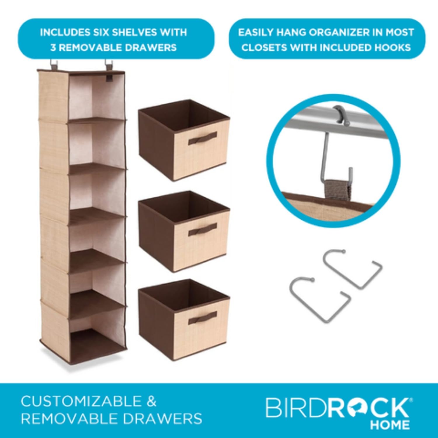 Best 3-Drawer Hanging Closet Organizer - 6-Shelf Fabric Storage for Clothes & Shoes - Space-Saving Dorm & Kids Room Solution