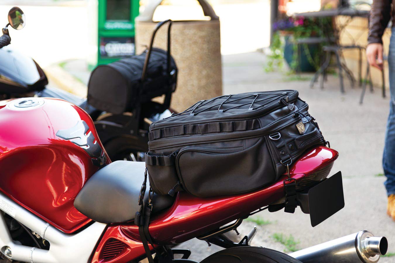 Kuryakyn 5214 Momentum Roamer Motorcycle Tail Bag - Waterproof Travel Luggage for Rear Fender, Passenger Seat & Trunk - Black Storage Bag with Adjustable Straps - Perfect for Road Trips, Commuting & Adventure Riding