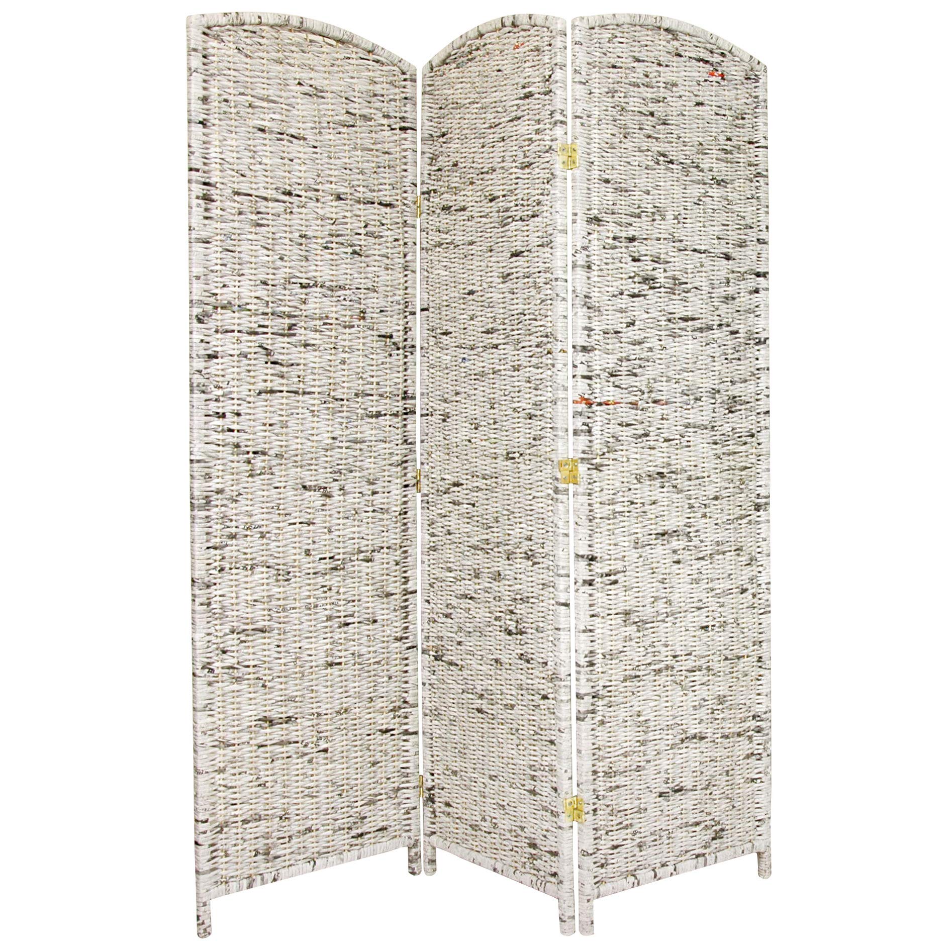 6-Ft Tall Recycled Newspaper Room Divider Screen - 3-Panel Folding Privacy Partition for Home & Office - Eco-Friendly Oriental Furniture for Living Room, Bedroom, or Studio Space
