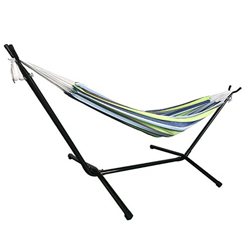 Outdoor Swing Chair Double Hammock with Steel Stand - Portable Camping Bed for Backyard, Garden, Patio & Beach Relaxation