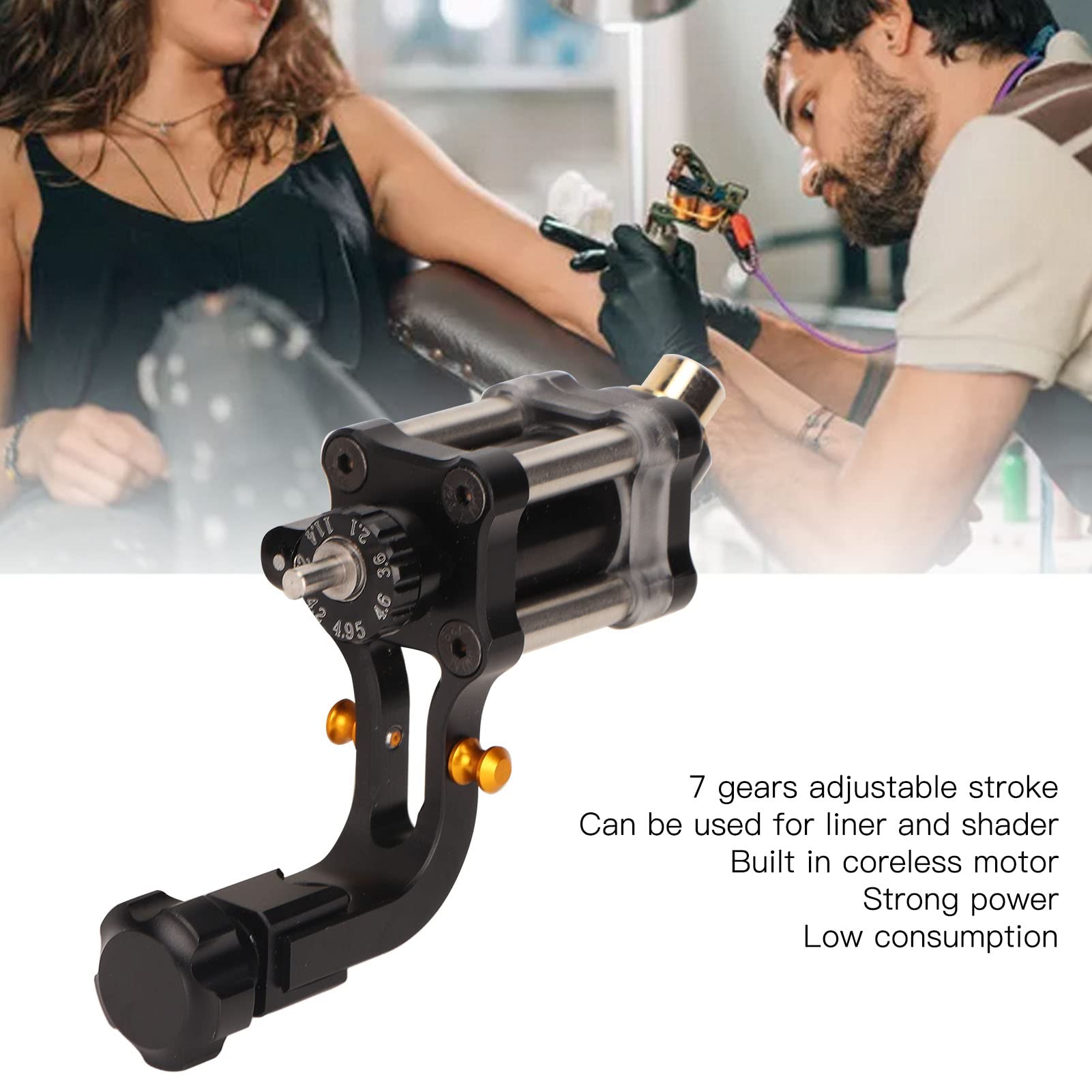 Professional Tattoo Machine - Portable Ergonomic Space Aluminum Tattoo Gun for Artists & Salon Use - Perfect for Tattooing, Permanent Makeup & Body Art (Black)