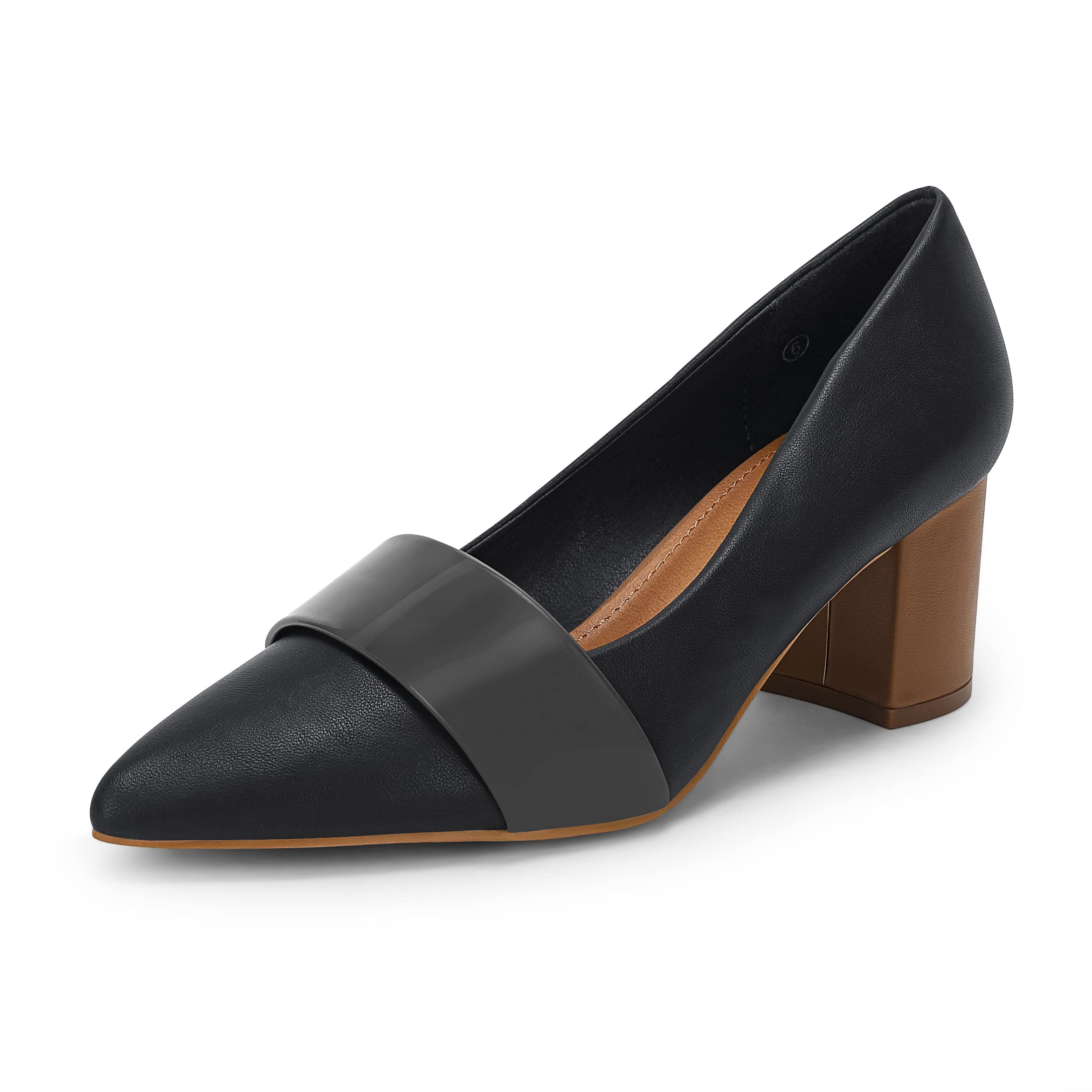 Mafulus Women's Chunky Low Heel Pumps - Pointed Toe Dress Shoes with Buckle for Office & Formal Occasions | Comfortable Work Shoes for Women | Professional & Stylish Ladies Footwear