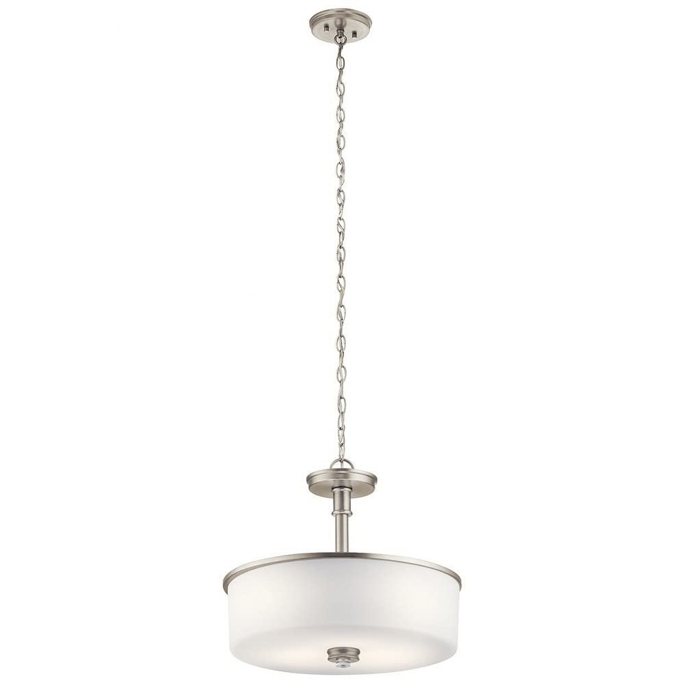 3-Light Contemporary Retro Pendant Light Fixture - Brushed Nickel Finish with Satin Etched White Glass Shade | Perfect for Kitchen Island, Dining Room, and Entryway Lighting