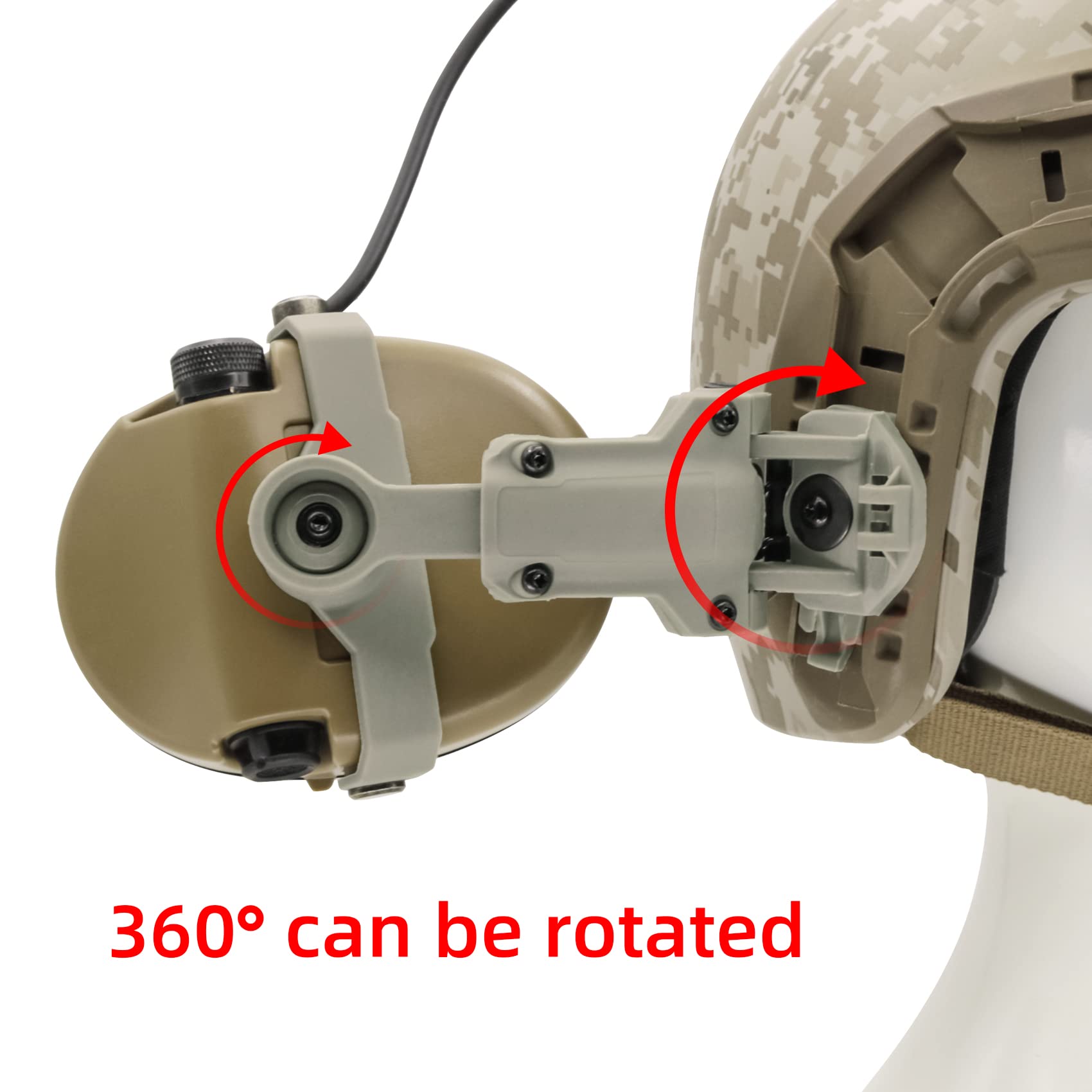 Tactical Headset with ARC Rail Adapter - Military-Grade Ear Protection Headphones for Airsoft & Shooting - Includes K 2 Pin Push-to-Talk (Tan) - Perfect for Combat Training, Hunting & Outdoor Adventures