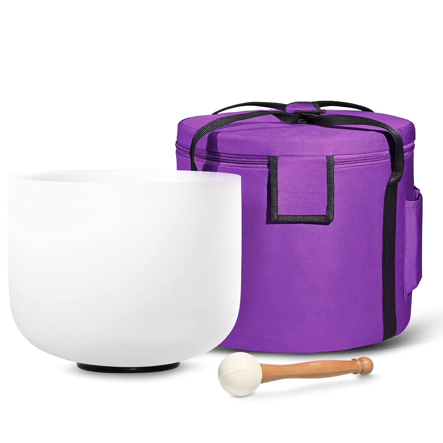 440Hz 8 Inch F Note Heart Chakra Frosted Quartz Crystal Singing Bowl - Meditation Therapy & Sound Healing Instrument with Carrying Bag, Mallet & O-Ring - Perfect for Yoga, Reiki, Chakra Balancing & Relaxation Therapy