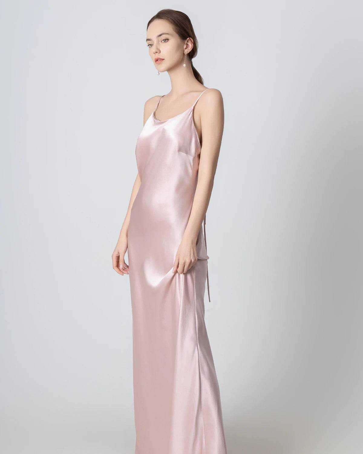 Elegant Backless Cami Maxi Silk Dress for Women - Summer Beach Wedding Party & Evening Occasions