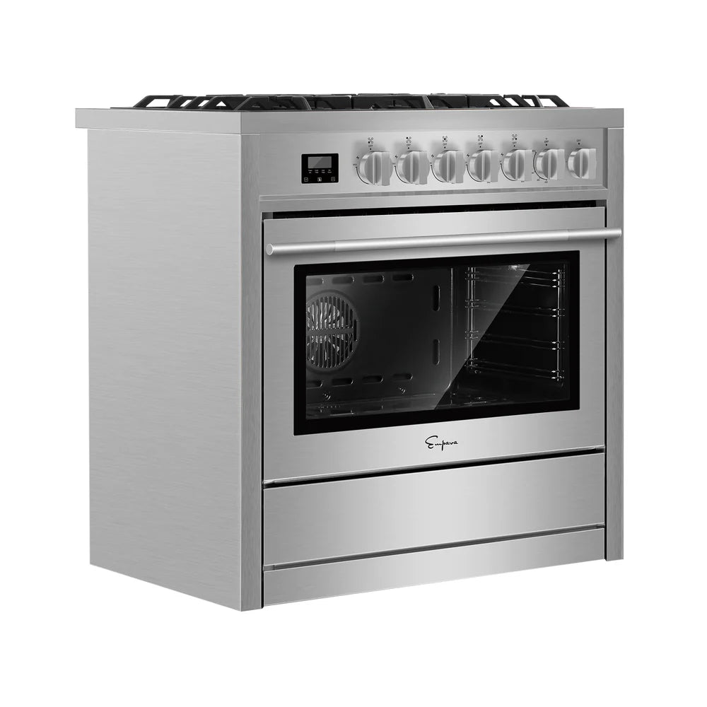 Empava 36-Inch 4.3 cu.ft Slide-In Gas Range with 5 Sealed Burners - Stainless Steel Convection Oven for Baking, Roasting & Broiling - Perfect for Home Kitchen & Restaurant Use