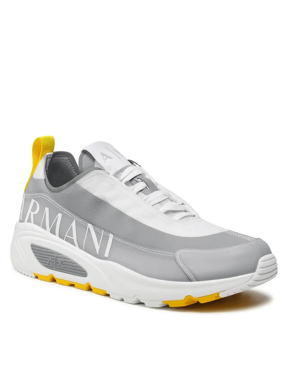 Armani Exchange Grey & Yellow Sneakers for Men - Stylish Casual Shoes for Walking, Running & Everyday Wear