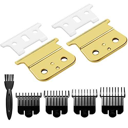 2 Pack Replacement Blades for Andis T Outliners & GTX/GTO Trimmers (Model #04710/04521) - Gold Ceramic Blades for Professional Hair Cutting & Grooming - Perfect for Barbershops, Salons & Home Use