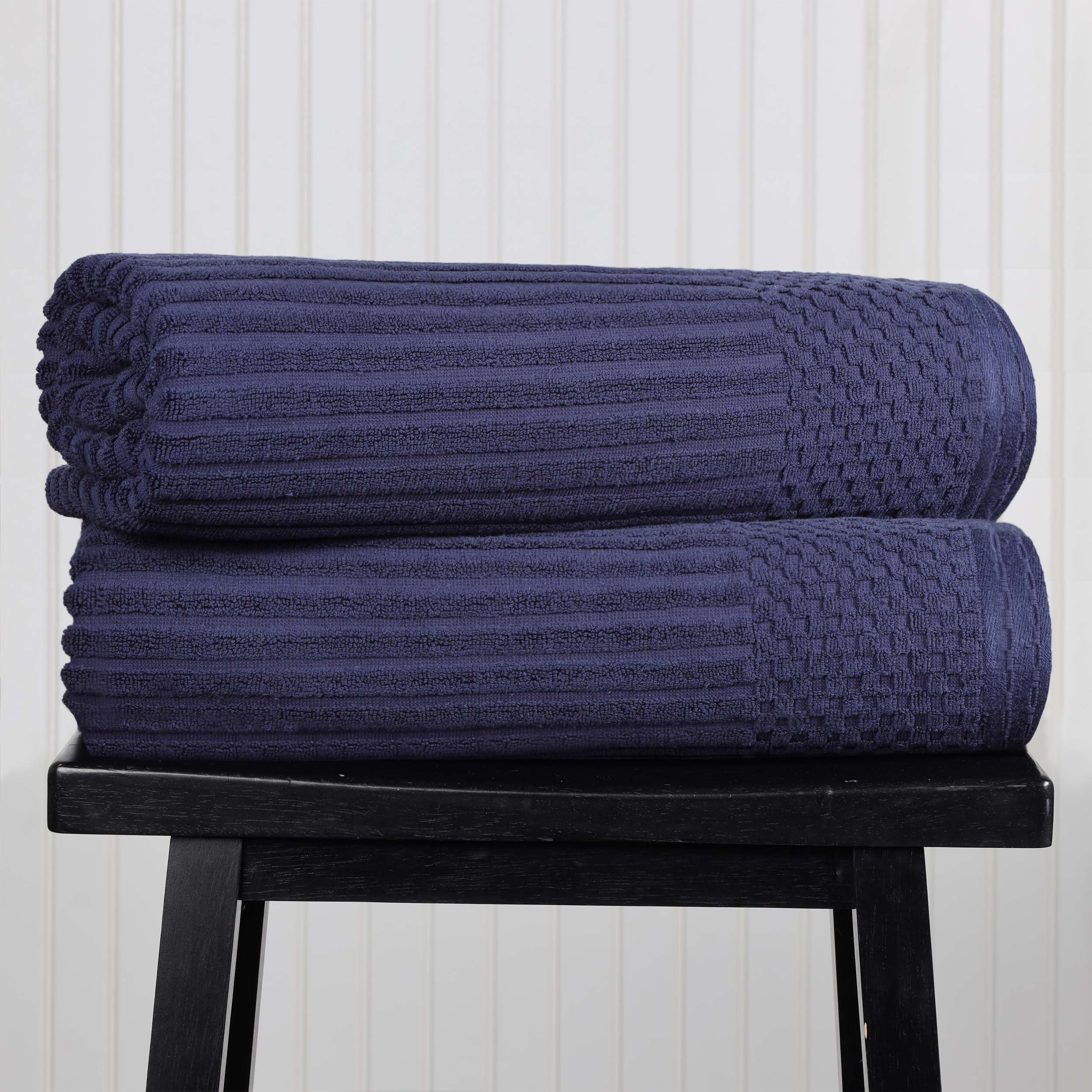 Premium Cotton Ribbed Textured Bath Towel Set - Ultra Absorbent 2-Piece Bath Sheet Set for Spa, Beach & Luxury Bathroom Use