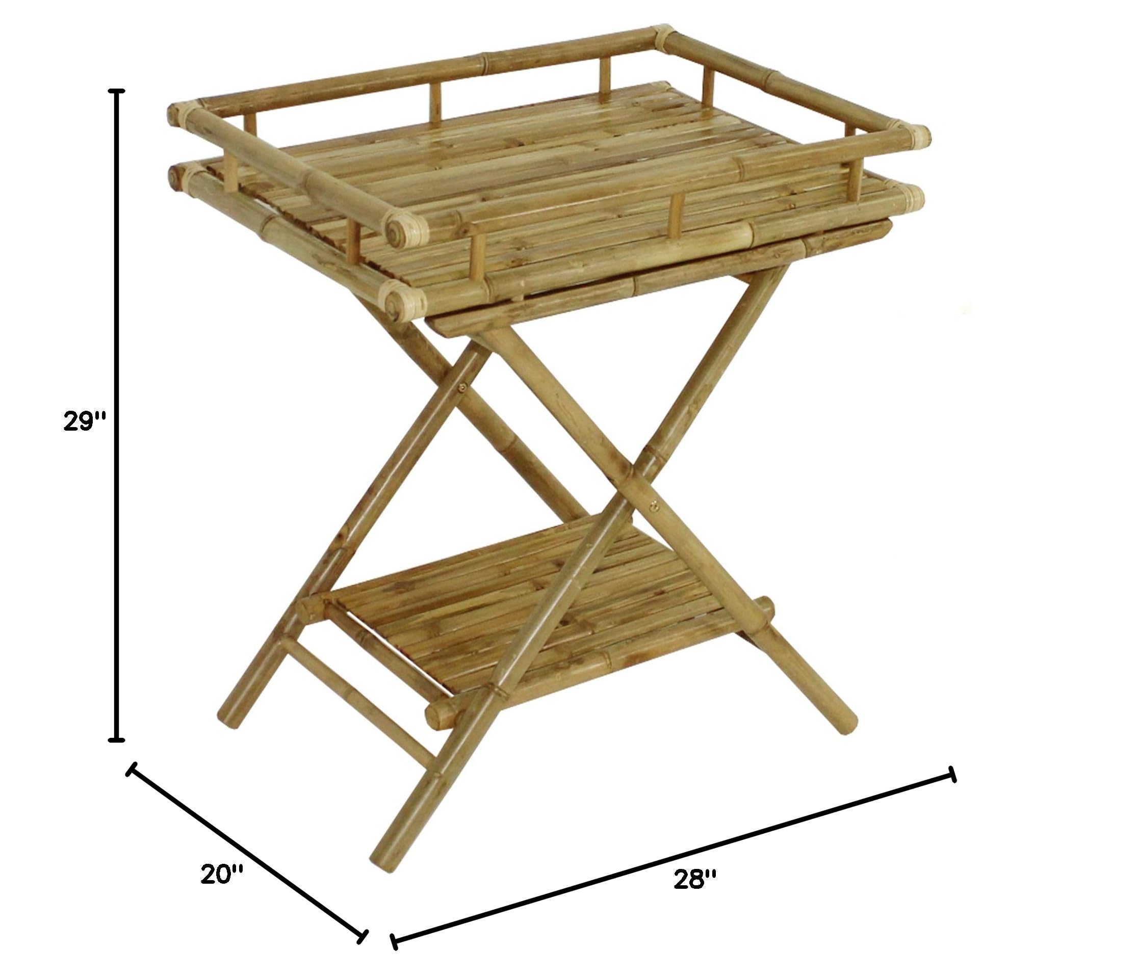 Butler Bamboo Tray Table with Removable Serving Tray - Foldable Breakfast Bed Table for Coffee, Snacks, TV Watching, and Laptop Use in Living Room, Bedroom, or Office