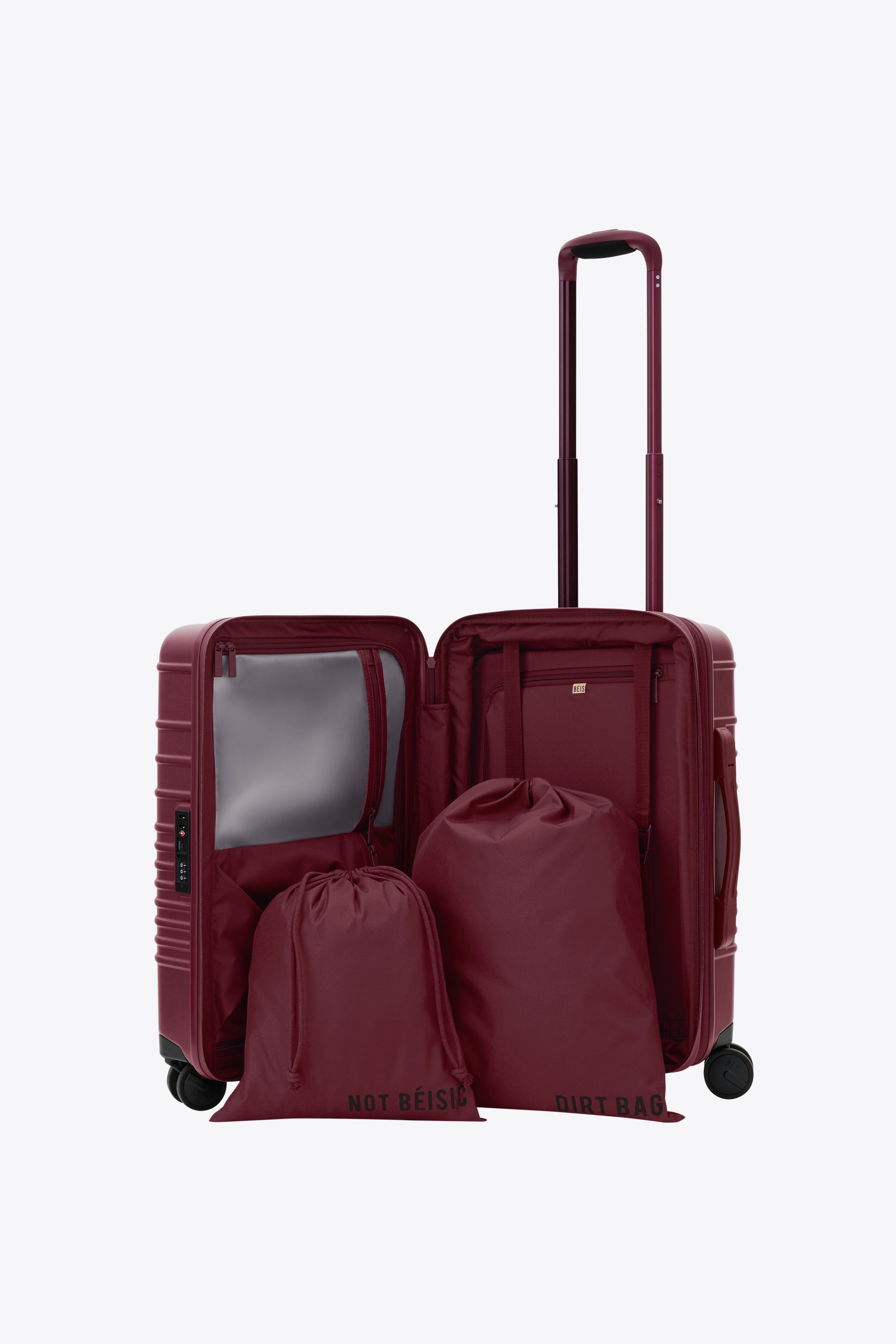 Premium Burgundy Carry On Roller Luggage - Lightweight & Durable Suitcase for Air Travel, Business Trips & Weekend Getaways