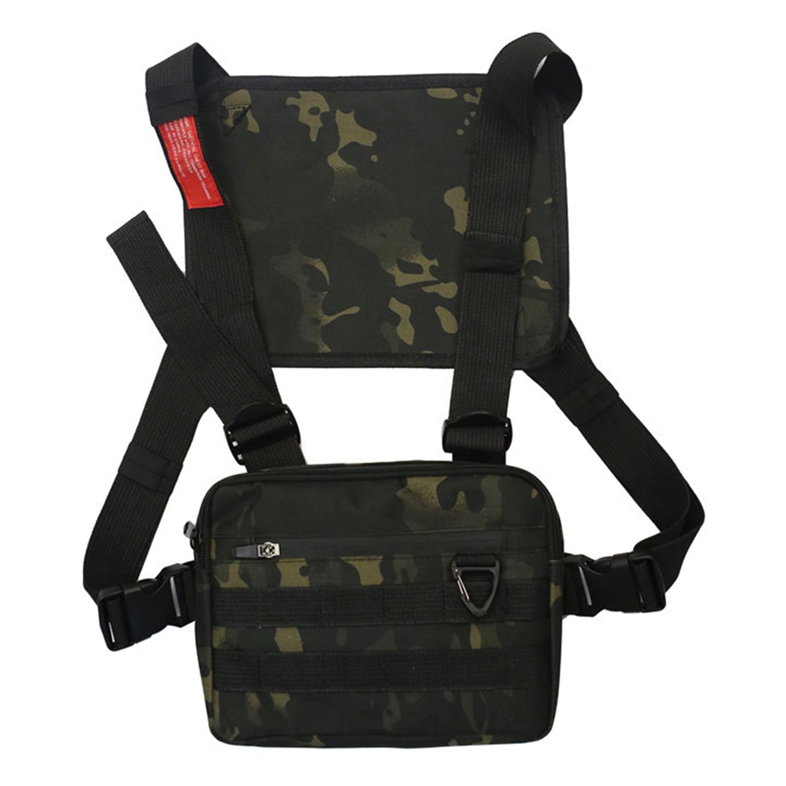 SANWOOD Unisex Adjustable Sling Backpack - Reflective Chest Rig Bag for Travel, Hiking & Outdoor Activities | Shoulder Pouch Waist Pack Vest Sack | Black Crossbody Bag for Men & Women