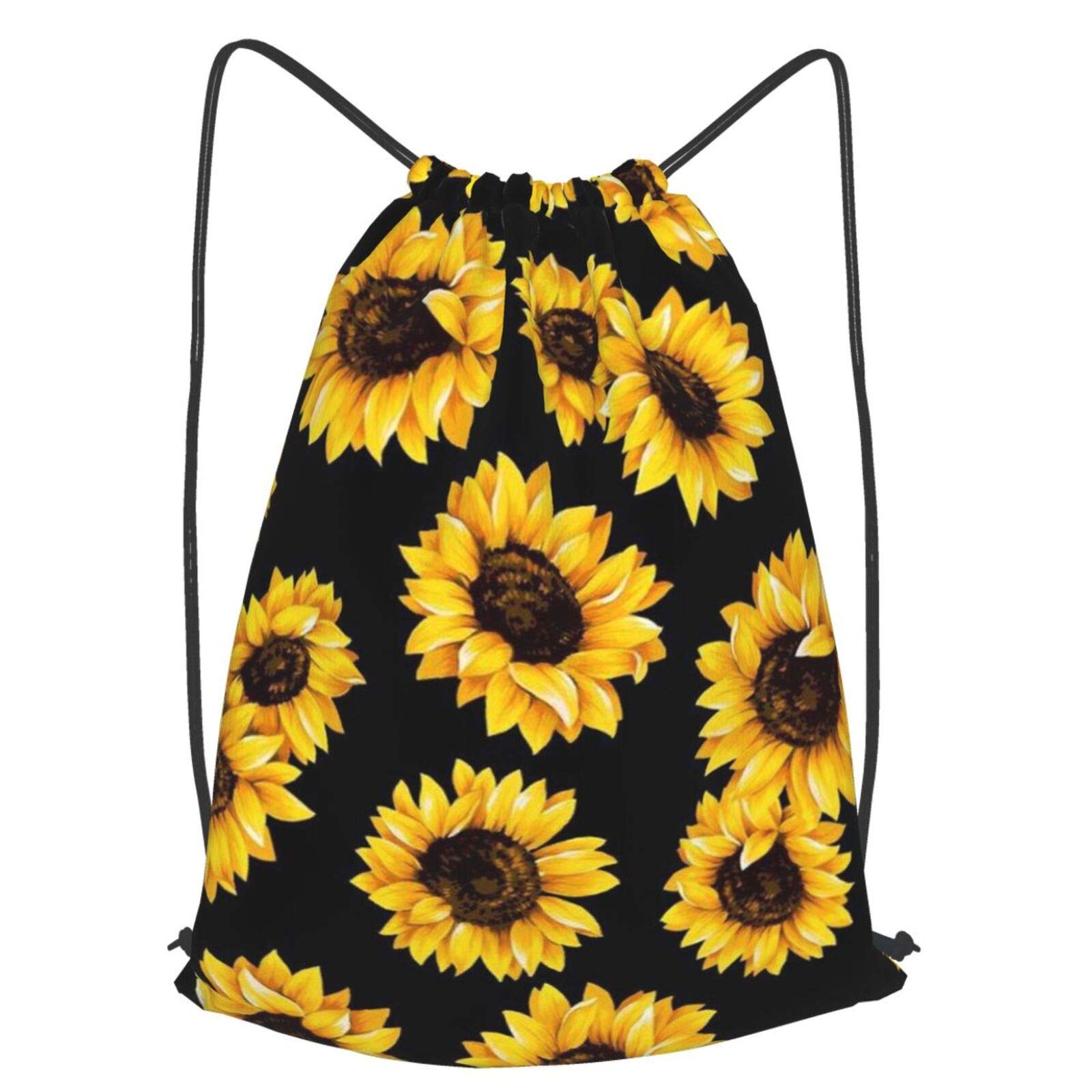 **Waterproof Drawstring Backpack for Men & Women - Golden Sunflower Design, Lightweight Gym & Beach Sackpack for Swimming, Sports, Workout, Travel | Bulk Storage & Casual Use**