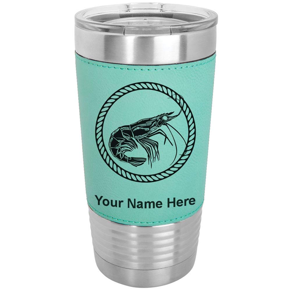 LaserGram 20oz Vacuum Insulated Stainless Steel Tumbler Mug with Leakproof Lid - Custom Engraving, Faux Leather Handle, Teal Color - Perfect for Coffee, Tea & Cold Drinks at Office, Gym or Travel