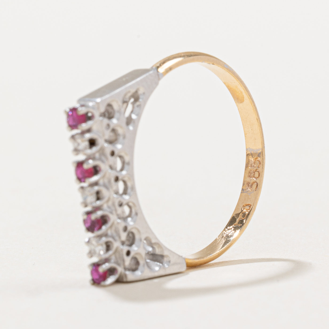 Exquisite Ruby & Diamond High Set Ring | 0.12ctw Ruby & 0.08ctw Diamond | Size 5.5 | Elegant Jewelry for Engagement, Anniversary & Special Occasions