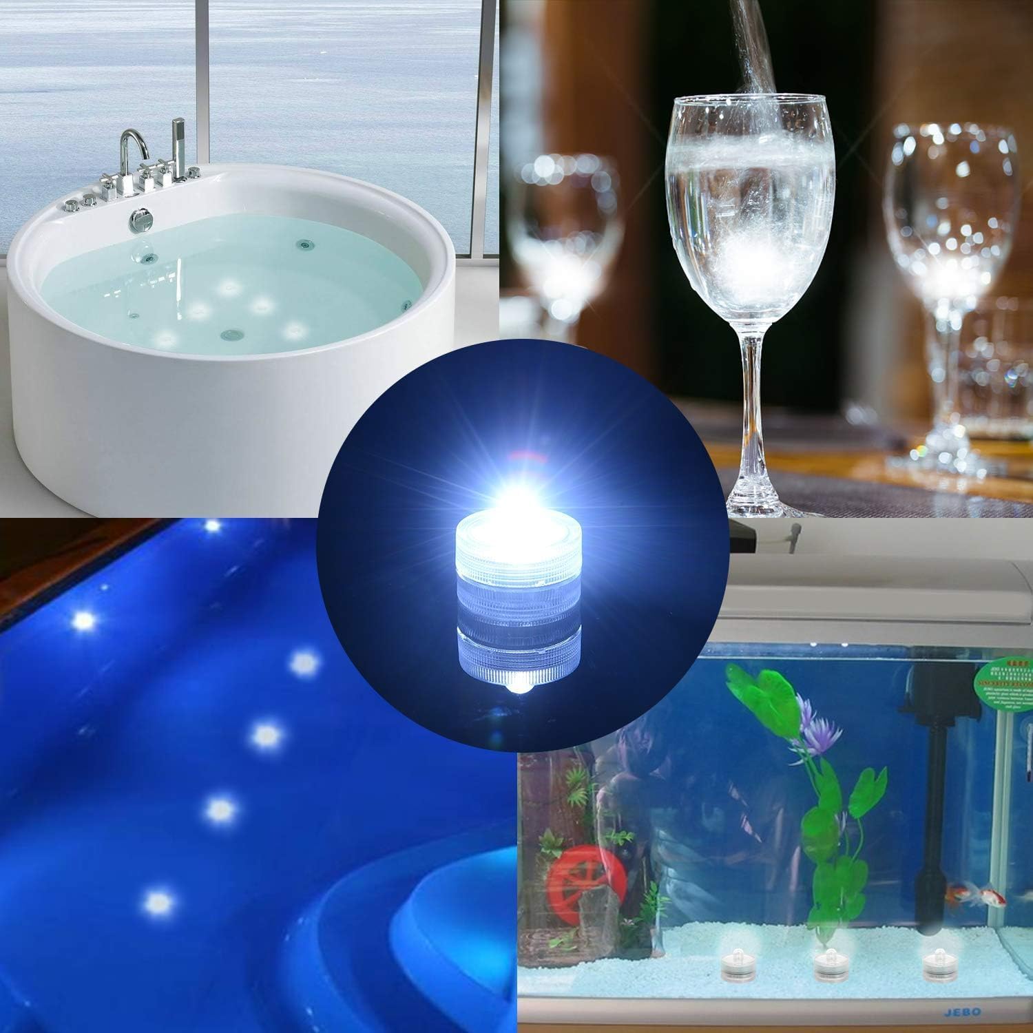 SHYMERY 12 Pack Submersible LED Tea Lights - Waterproof Flameless Candles for Underwater Decor, Ponds, Fishing & Celebrations - 120 Hours Battery Life (Includes 24 Built-in Batteries) - Perfect for Weddings, Parties, Aquariums & Outdoor Events