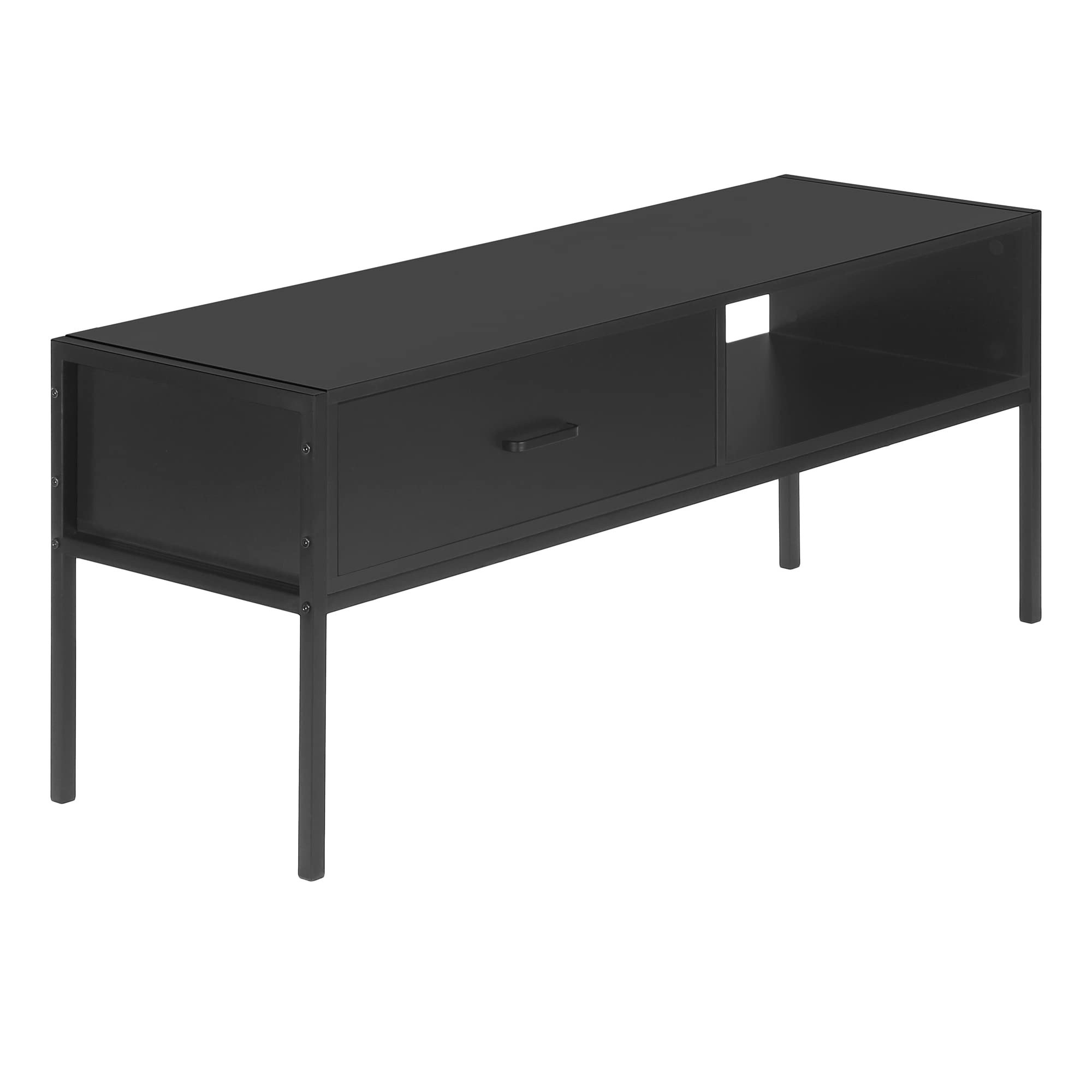 Monarch Specialties 2874 48-Inch TV Stand - Modern Black Media Console with Storage Drawer for Living Room & Bedroom - 47.25