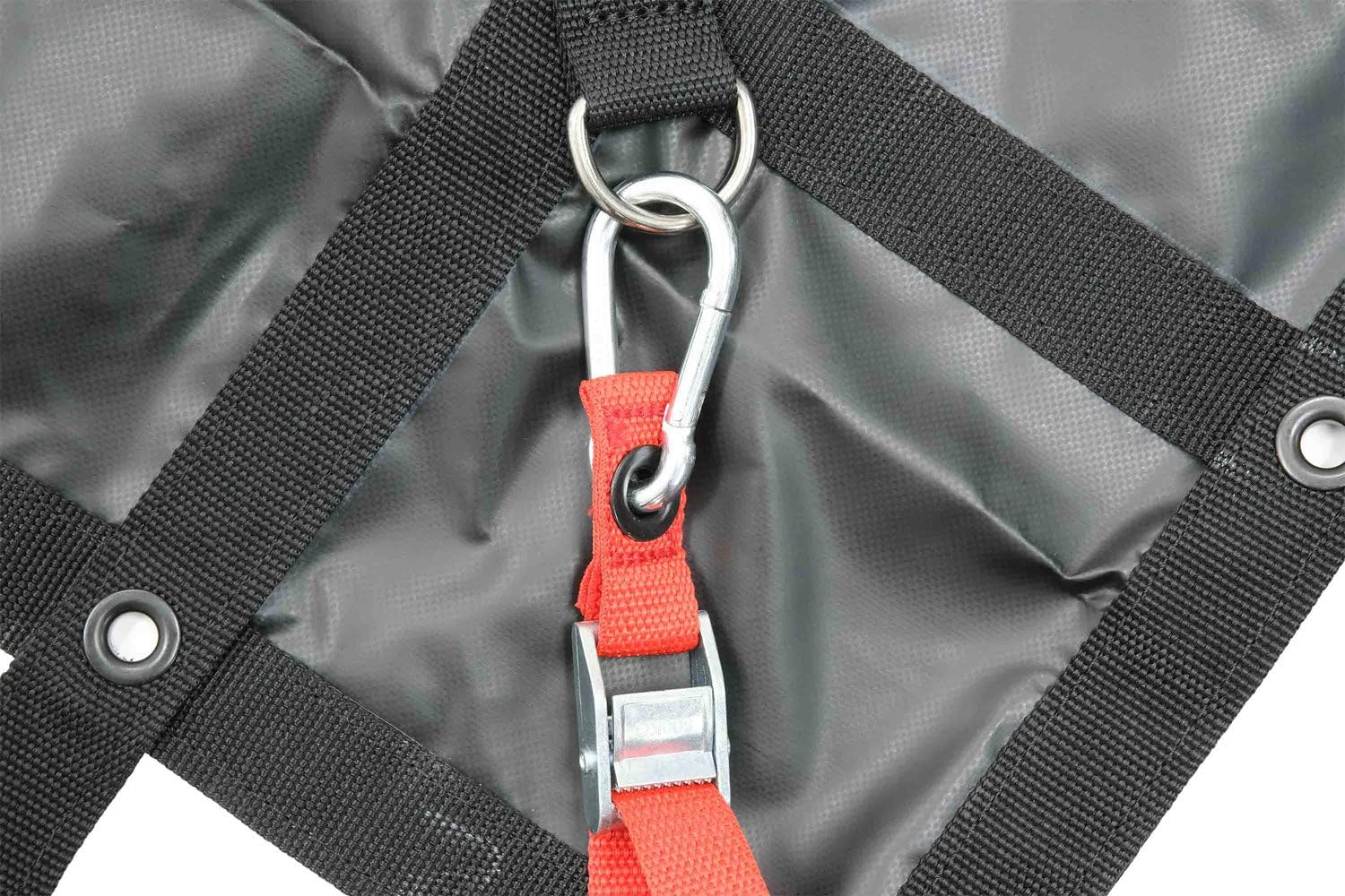 **Mytee Products Heavy Duty Truck Bed Cargo Net - 8.75' x 10' Large Vinyl Cargo Net for Pickup Trucks with 18 oz Vinyl, S-Hooks & Ratchets | Secure & Organize Gear for Camping, Moving & Hauling**