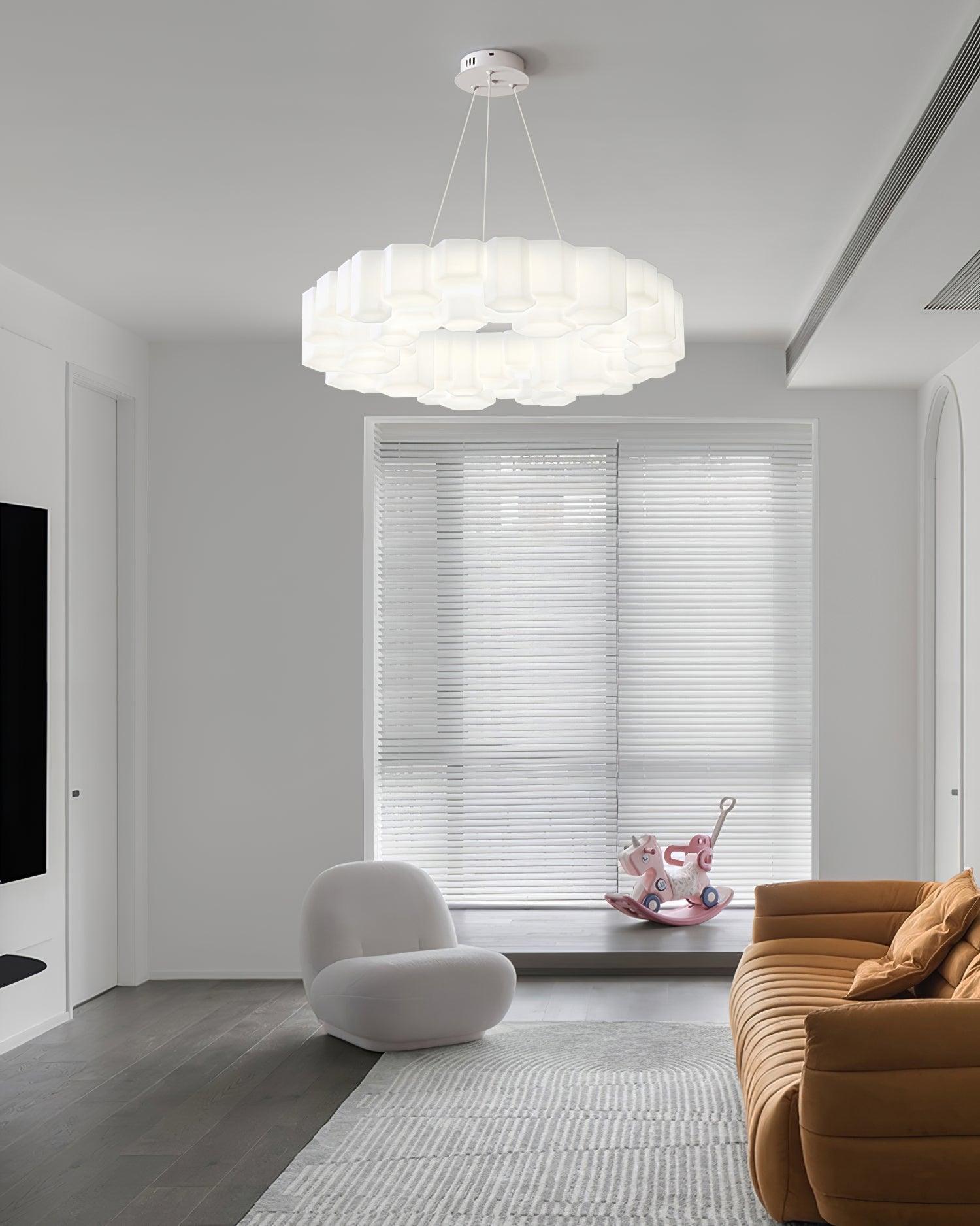 Modern Honeycomb Chandelier Light Fixture - Geometric Hexagon Ceiling Pendant Lamp for Dining Room, Living Room & Bedroom - Elegant Home Decor Lighting for Indoor Spaces