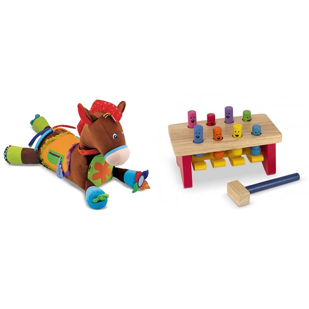 Melissa & Doug Giddy-Up & Play Wooden Baby Activity Toy - Multi-Sensory Developmental Horse with Mallet & Deluxe Pounding Bench - Perfect for Toddlers 12-24 Months, Early Learning & Motor Skills Development (Great for Playtime, Daycare & Preschool)