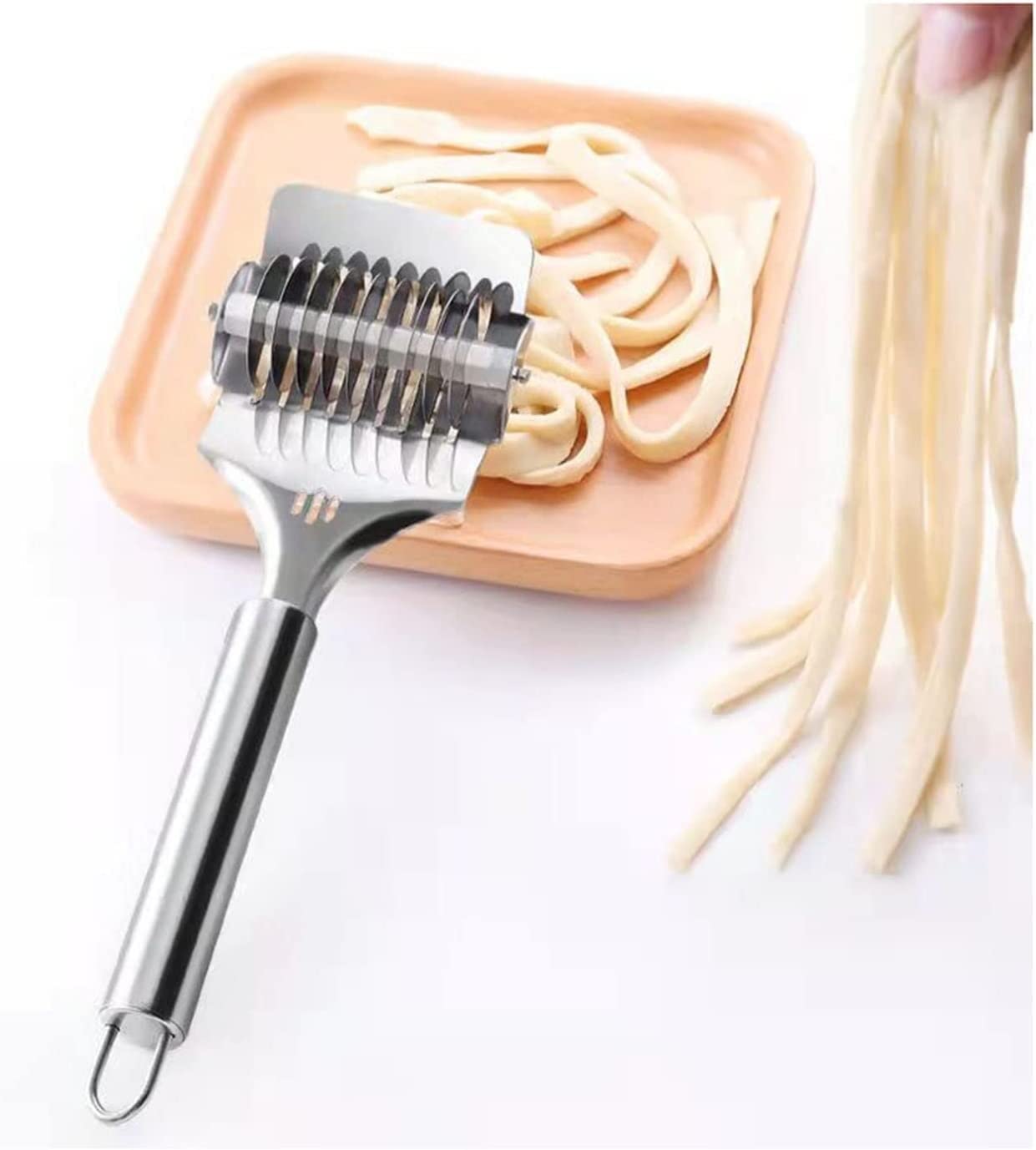 Premium Stainless Steel Pasta Maker & Noodle Machine - Manual Hand Crank Pasta Roller & Cutter for Homemade Fettuccine, Spaghetti, Lasagna - Multi-Function Dough Press for Cutting Green Onions, Cilantro & Chili - Perfect for Italian Cooking, Asian Cuisine & Home Kitchen Use