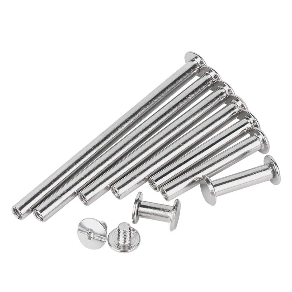 M5 Metal Cross Round Head Stud Screw Posts - Assorted Binding Screws Rivet Set Kit for Photo Album Decoration, Bookbinding, DIY Crafts & Leatherworking Projects