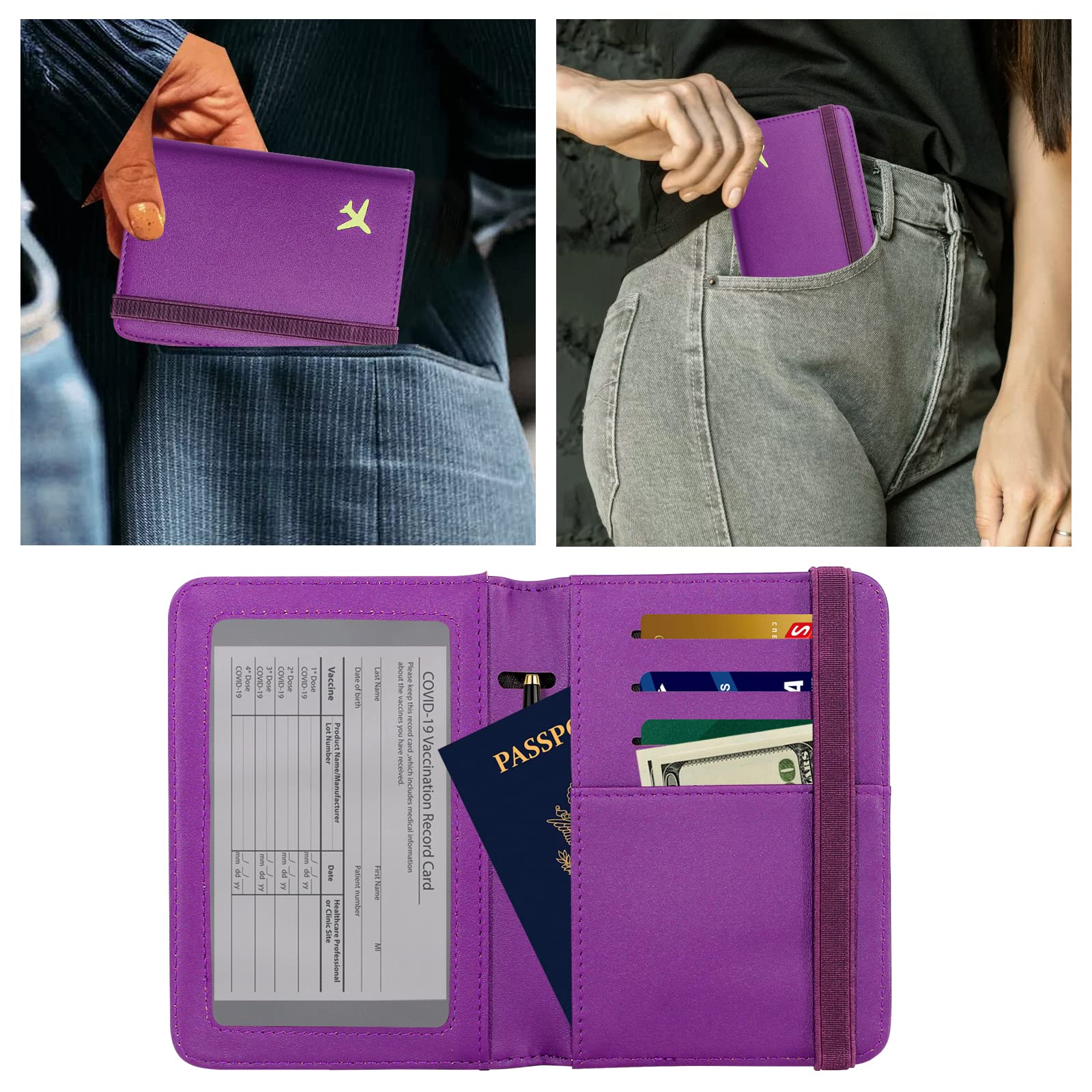 ZOPPEN RFID Blocking Passport Holder & Travel Wallet for Women & Men - Purple | Secure Document Organizer for International Travel, Airports, Vacations & Business Trips