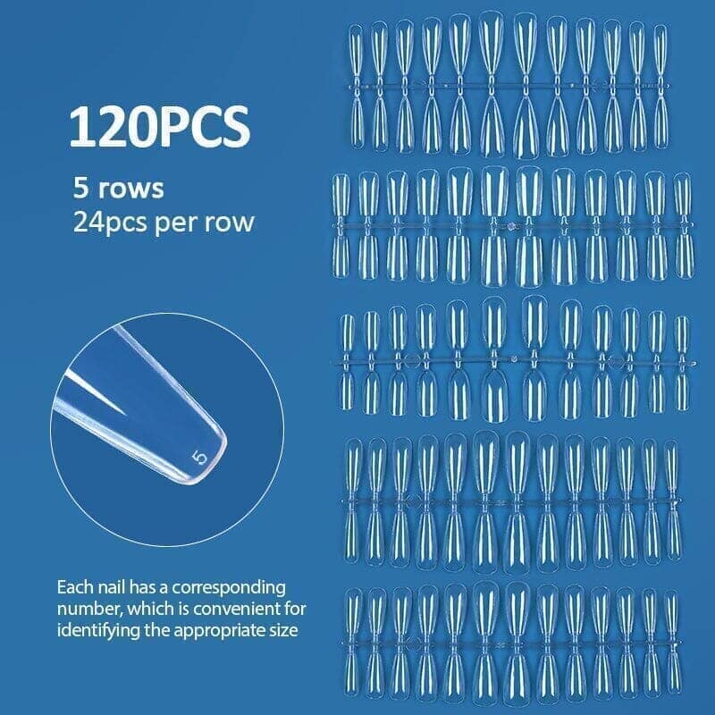 120pcs Square Full Cover Clear False Nail Tips - Acrylic Nail Extensions for Manicure, Salon & DIY Nail Art at Home
