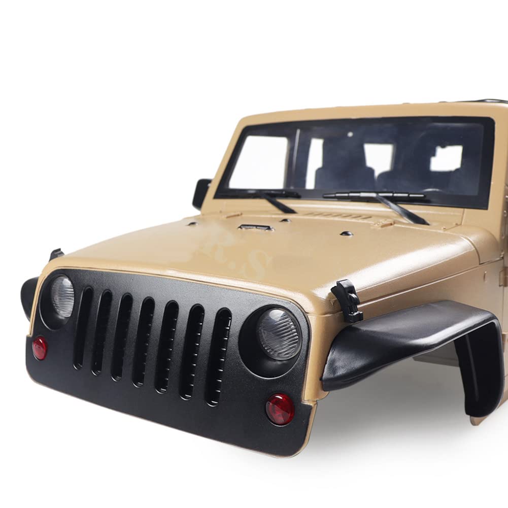 1/10 Scale RC Car Body Shell - 313mm Wheelbase Wrangler JK Rubicon 4 Door Hard Body Kit for Axial SCX10 90046 90047 & RGT EX86100 RC Crawler | Off-Road Adventure & Trail Crawling Accessory