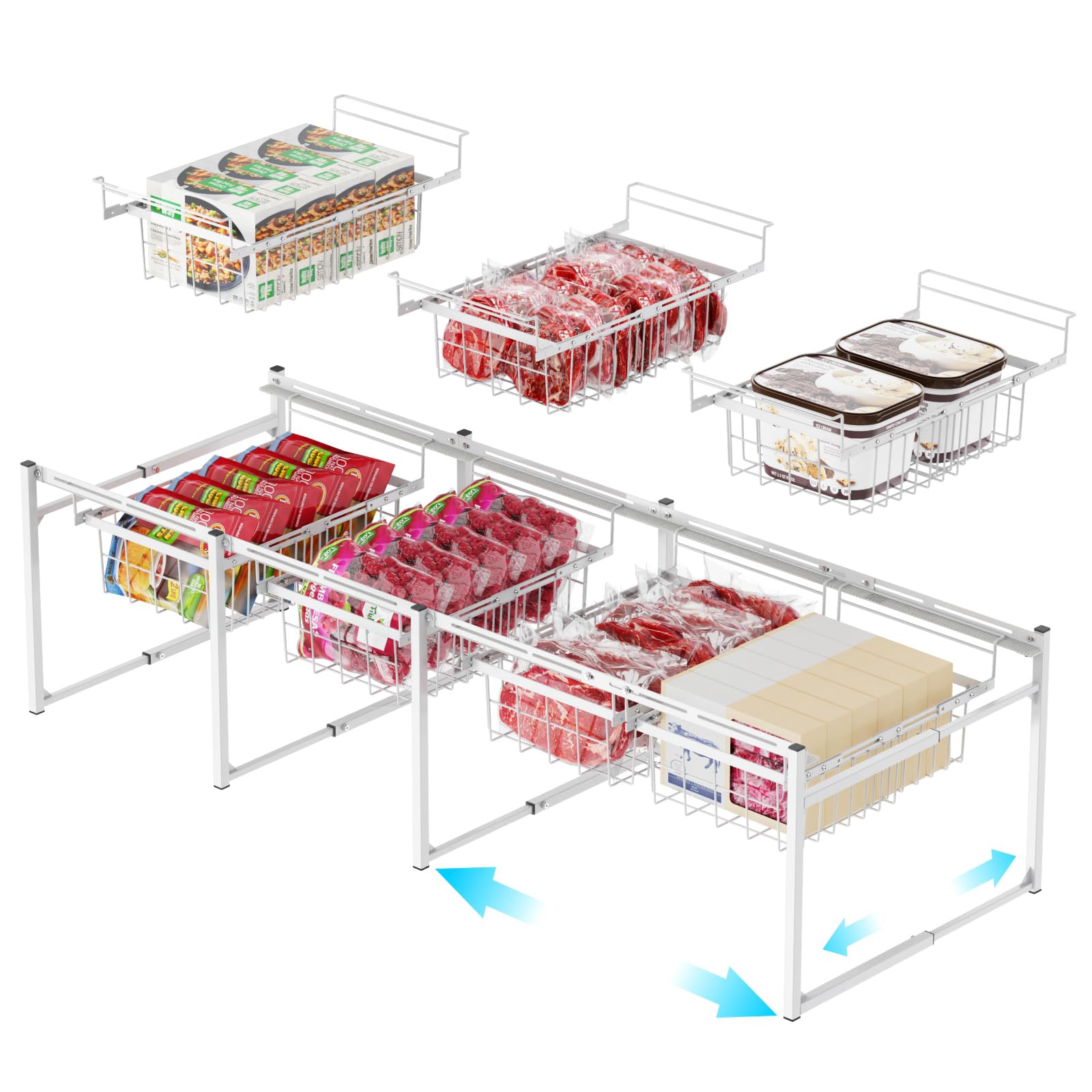iSPECLE 25 Cu.Ft Large Chest Freezer with 7 Hanging Bins & 2-Tier Rack - Easy Slide Access for Home, Restaurant, or Commercial Use - Perfect for Bulk Food Storage, Meal Prep, and Business Needs