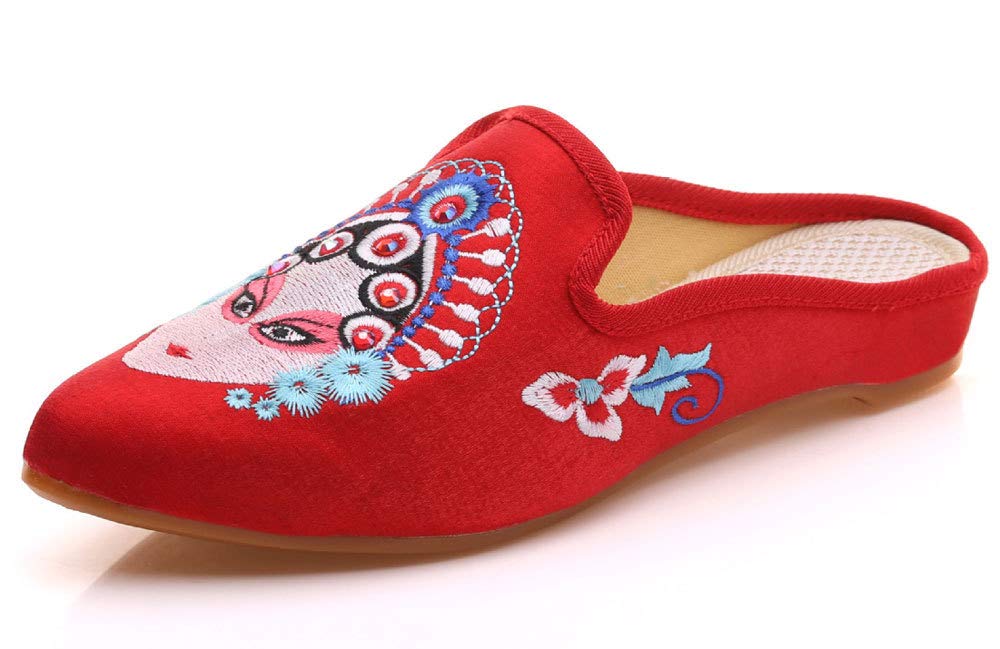 SAILING LU Women's Embroidered Clogs - Comfortable Black Pointed Toe Mule Slippers for Casual Wear & Outdoor Use | Perfect for Home, Office, and Light Walking