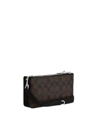 Coach Signature Canvas Double Zip Crossbody Bag - Stylish & Compact Purse for Women, Perfect for Everyday Use, Travel & Shopping