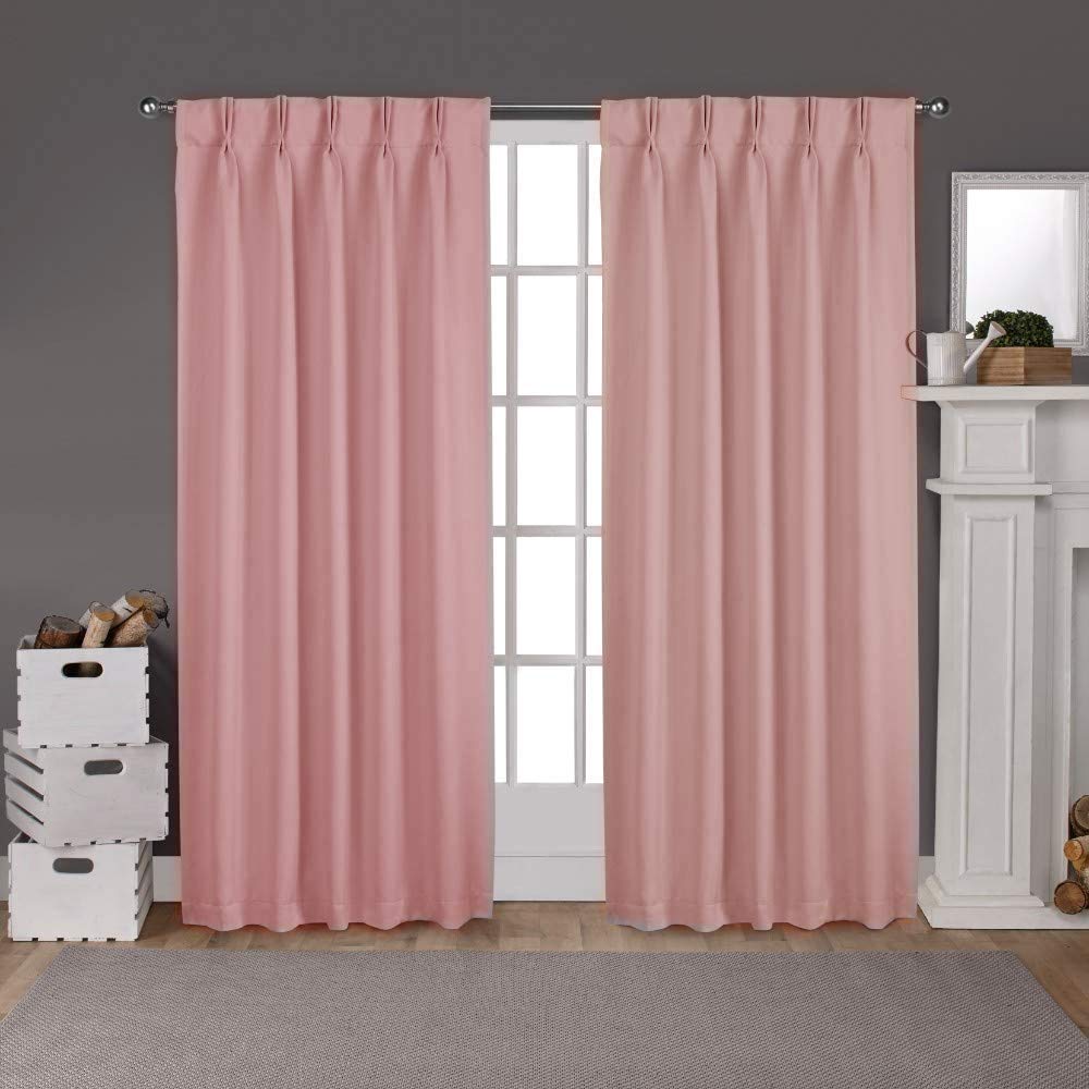 Blackout Curtains 52x63 Inch - Double Pinch Pleated Room Darkening Drapes, 100% Polyester Thermal Insulated Window Treatments with Bonus Tiebacks (Blush, 2 Panels) for Bedroom, Living Room & Home Theater