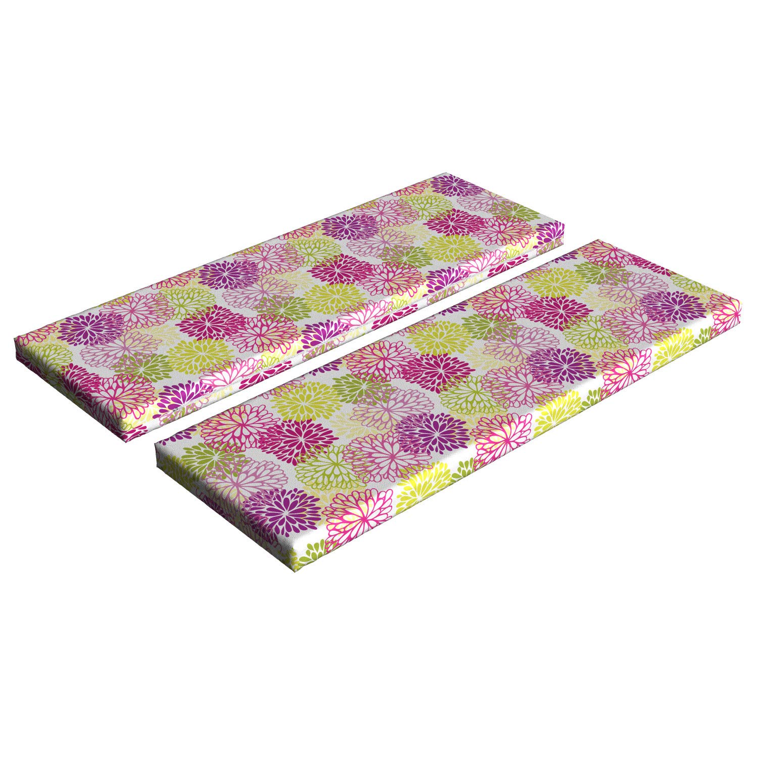 Ambesonne Floral Bench Cushion Set of 2 - Vintage Abstract Design with Colorful Romance Elements, 45