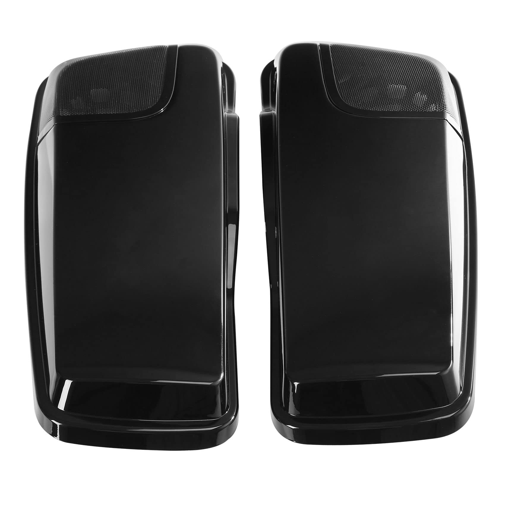Vivid Black 5x7 Speaker Saddlebag Lids for Harley Road King, Street Glide & Electra Glide (2014-2024 Touring Models) - Premium Motorcycle Audio Upgrade for Long Rides & Custom Bike Builds