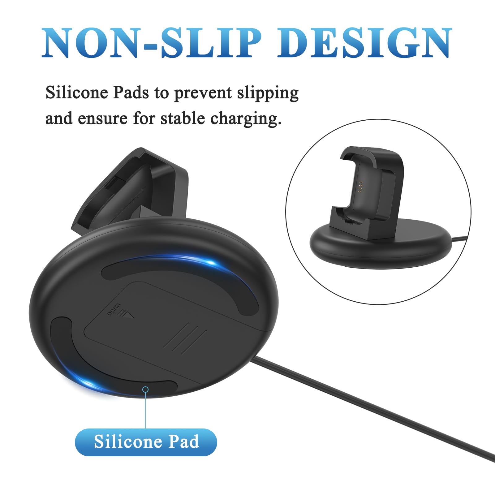 Upgraded Fitbit Versa 2 Charger Dock Stand with Charging Cable - Replacement Charging Accessories for Versa 2 Only (Not Compatible with Versa/Versa Lite) - Perfect for Home, Office & Travel Use