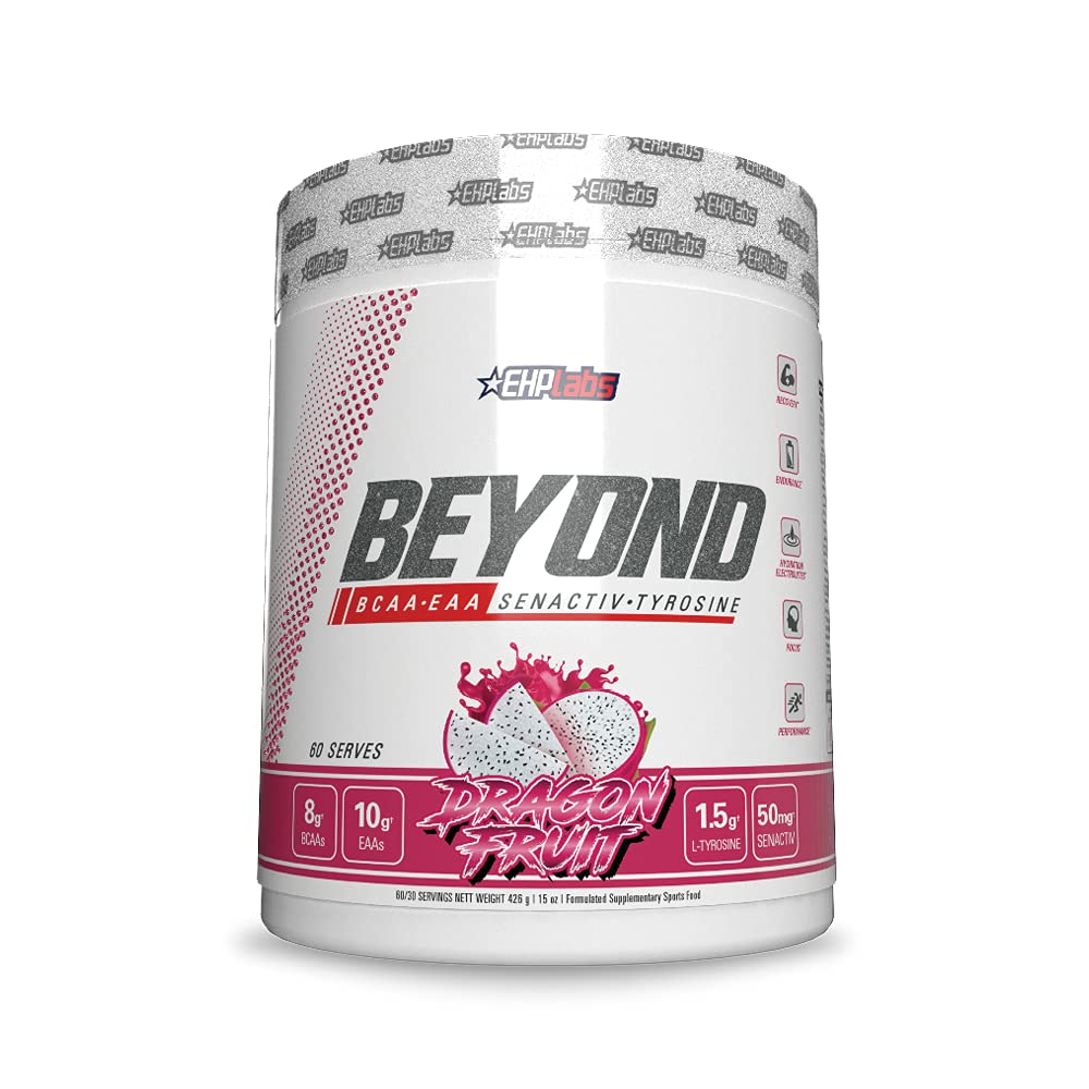 EHPlabs Beyond BCAA & EAA Powder - Branched Chain Essential Amino Acids for Muscle Recovery, Post Workout Drink with 10g BCAAs - Supports Lean Muscle Growth for Men & Women, 60 Servings (Dragon Fruit Flavor) - Perfect for Gym, Fitness & Athletic Performance